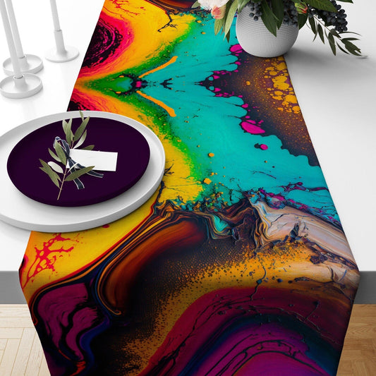 Onay 1 / 12 x 46 inch (30 x 120 cm) Vivid Colourful Retro Floral Dining Room Table Runner