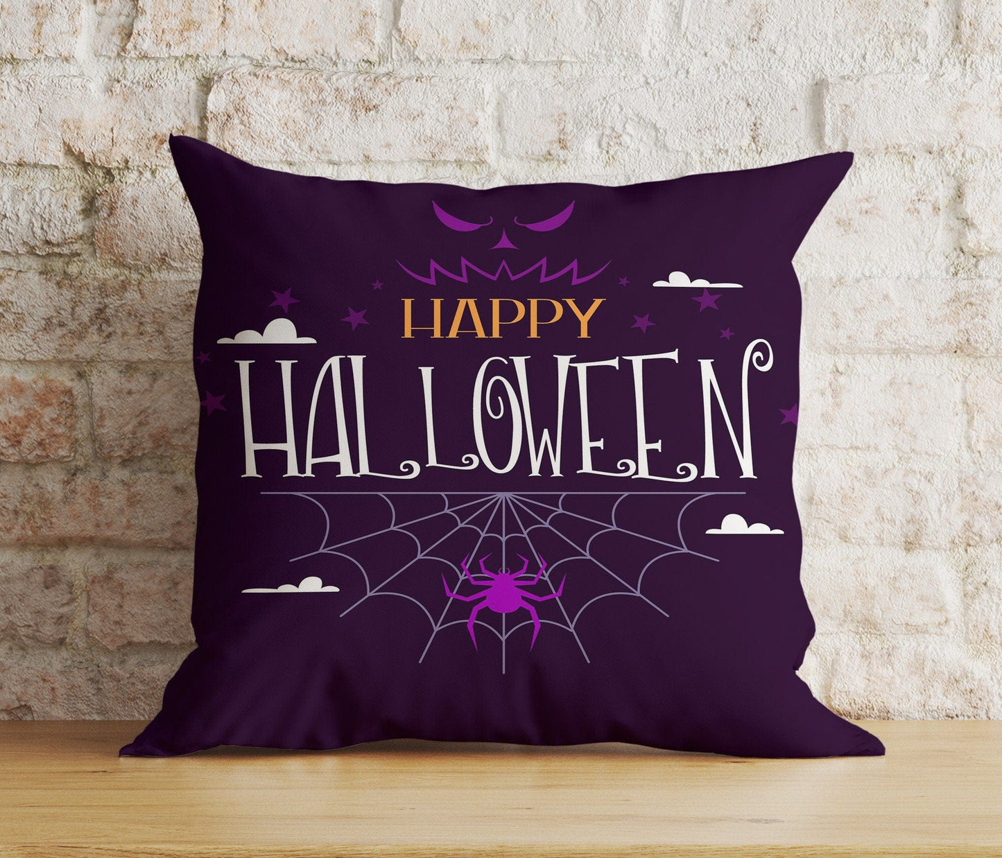 Onay Cushion Covers 4 / 12 x 12 inch (30 x 30 cm) Double Side Vivid Halloween Pumpkin Cushion Cover Happy Halloween Pillow Cover