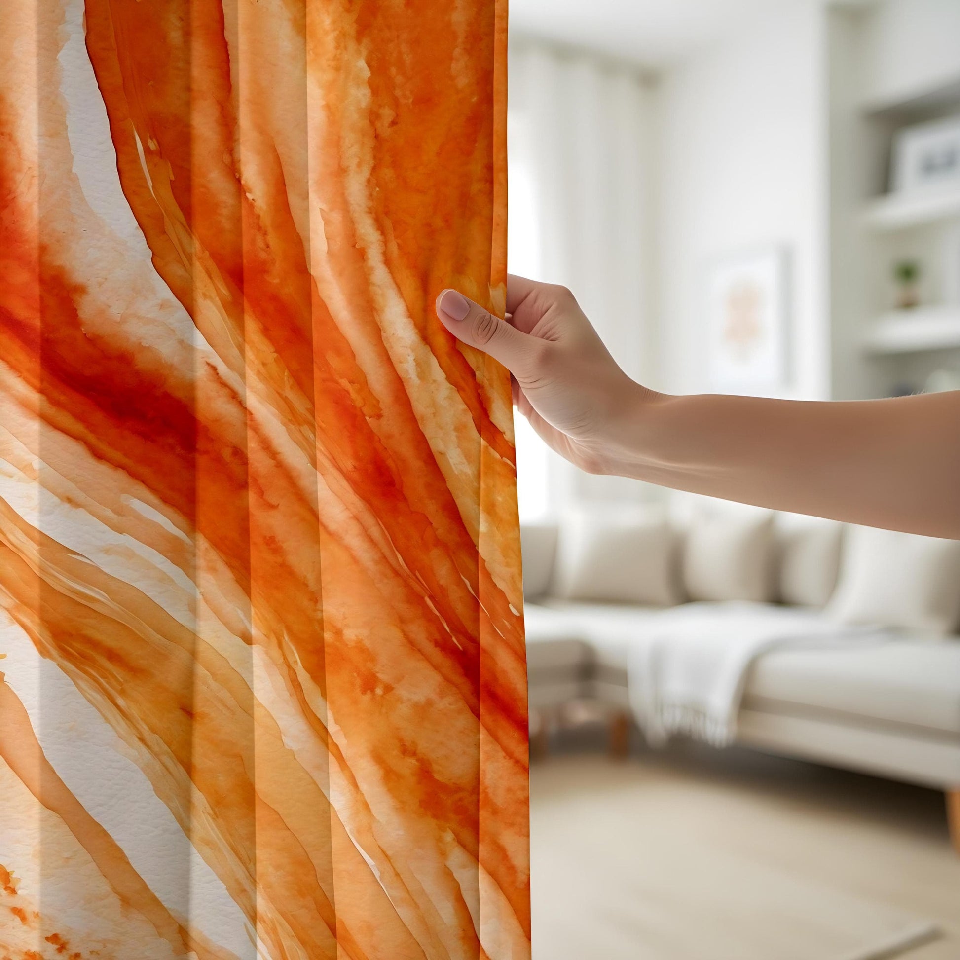 Onay Warm Toned Abstract Curtains for Living Room, Orange Abstract Drapes