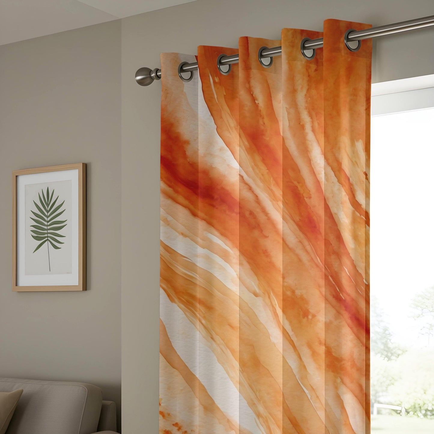 Onay Warm Toned Abstract Curtains for Living Room, Orange Abstract Drapes
