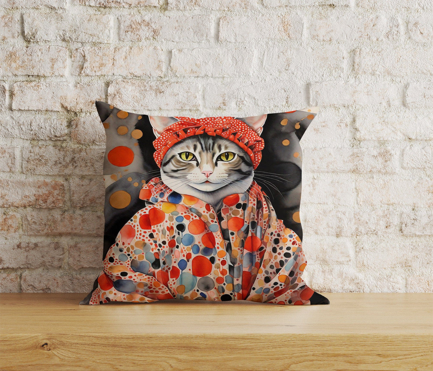 Onay Home Textile Cushion Covers 4 / 12 x 12 inch (30 x 30 cm) Double Side Watercolor Abstract Cat in Clothes Cushion Covers
