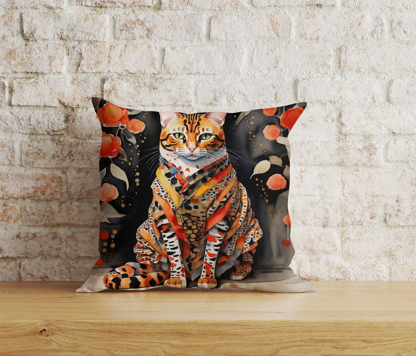 Onay Home Textile Cushion Covers 3 / 12 x 12 inch (30 x 30 cm) Double Side Watercolor Abstract Cat in Clothes Cushion Covers