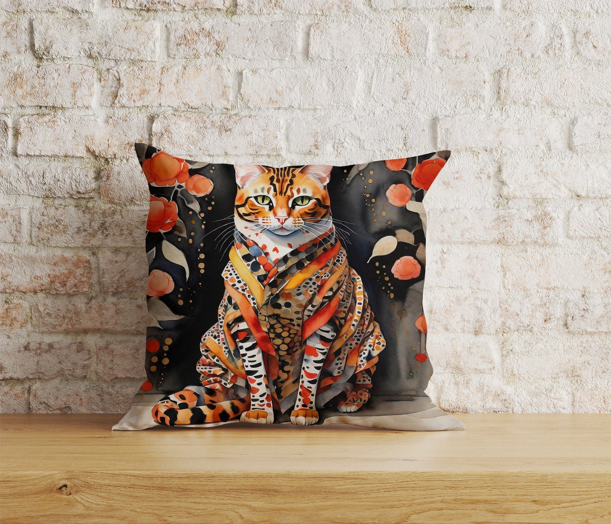 Onay Home Textile Cushion Covers 3 / 12 x 12 inch (30 x 30 cm) Double Side Watercolor Abstract Cat  in Clothes Cushion Covers