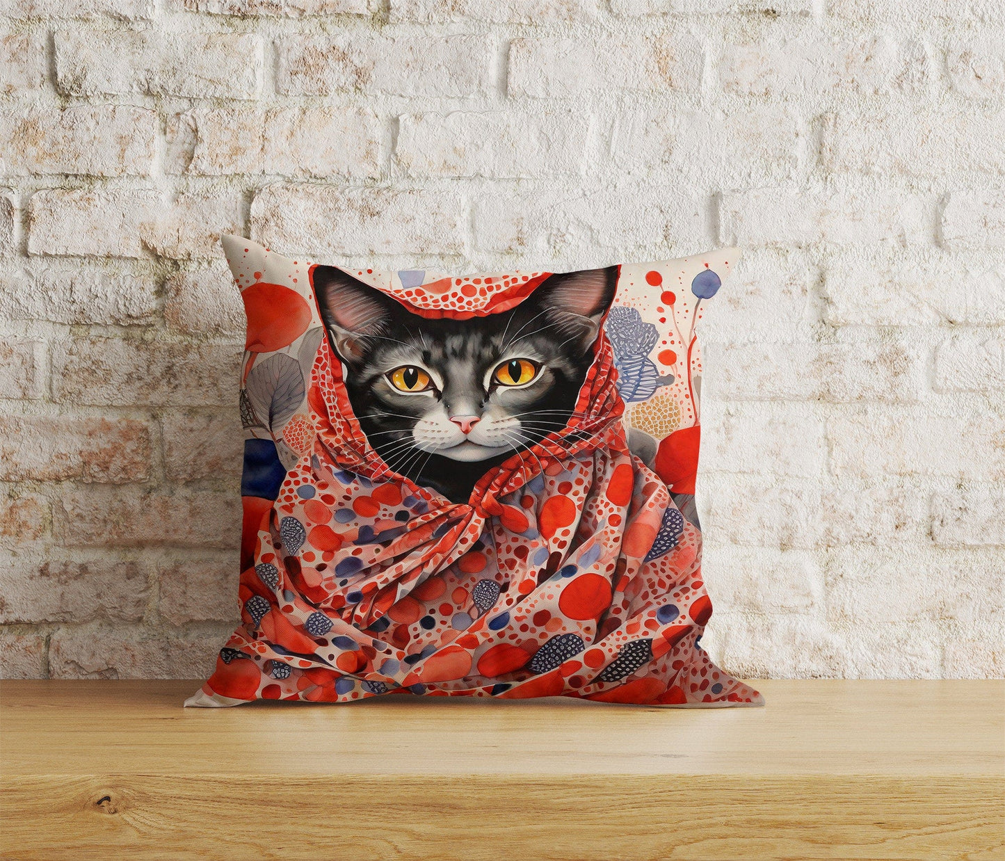 Onay Home Textile Cushion Covers 2 / 12 x 12 inch (30 x 30 cm) Double Side Watercolor Abstract Cat in Clothes Cushion Covers