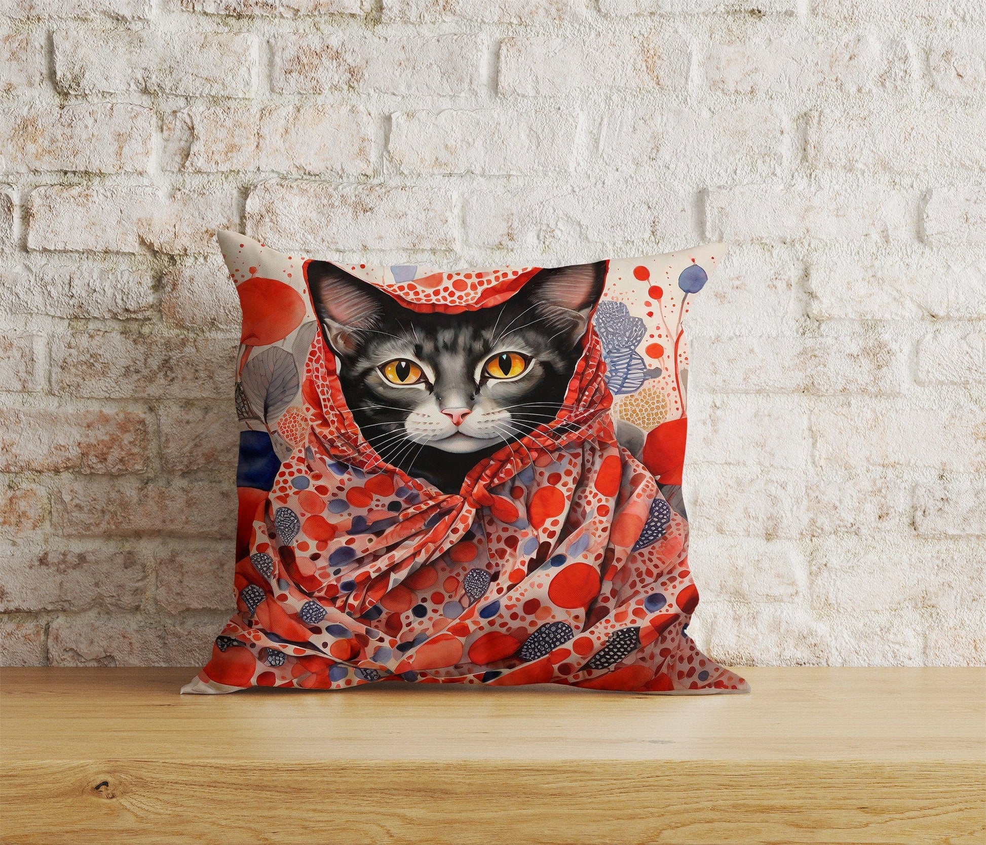 Onay Home Textile Cushion Covers 2 / 12 x 12 inch (30 x 30 cm) Double Side Watercolor Abstract Cat  in Clothes Cushion Covers