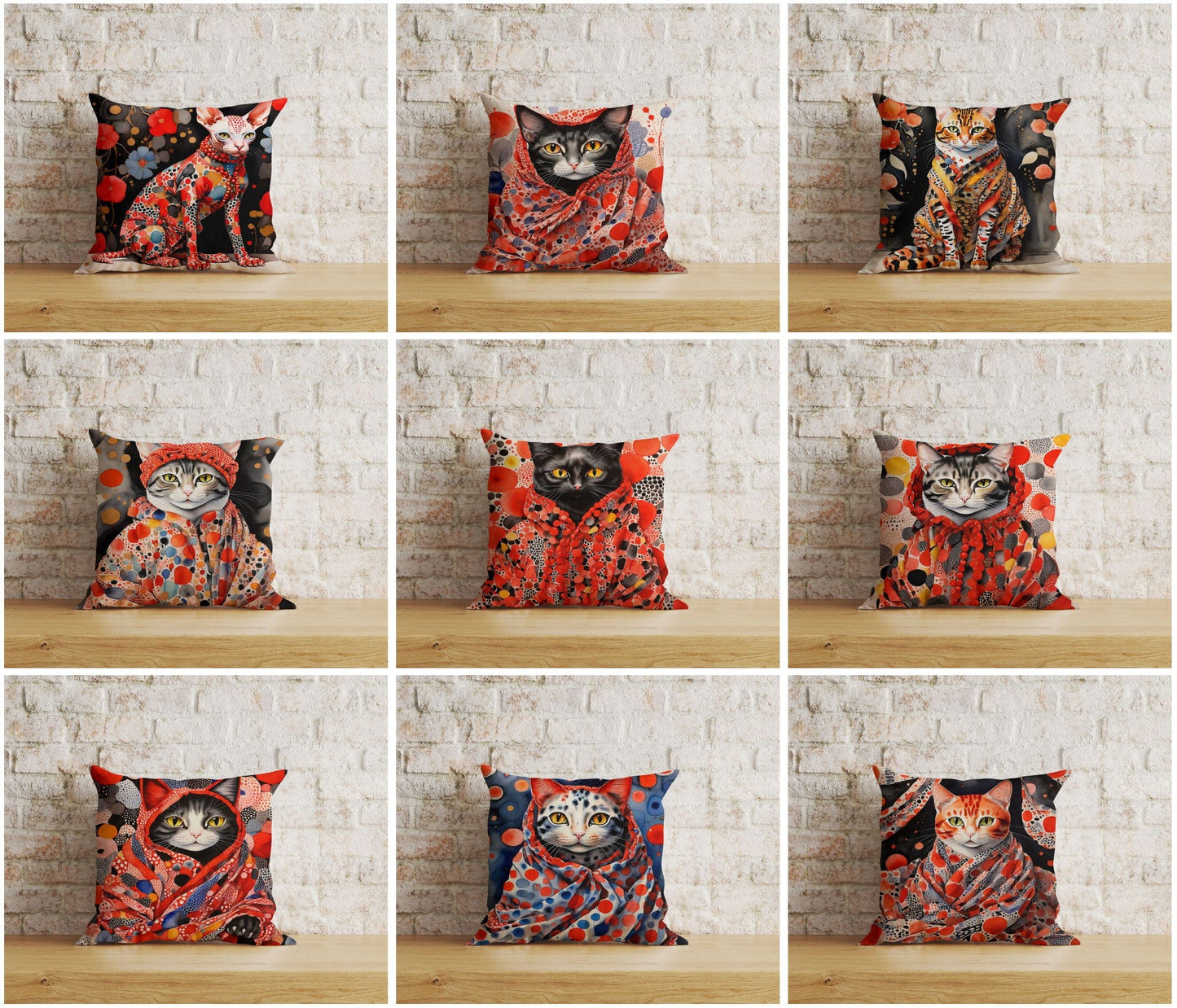 Onay Home Textile Cushion Covers Watercolor Abstract Cat in Clothes Cushion Covers