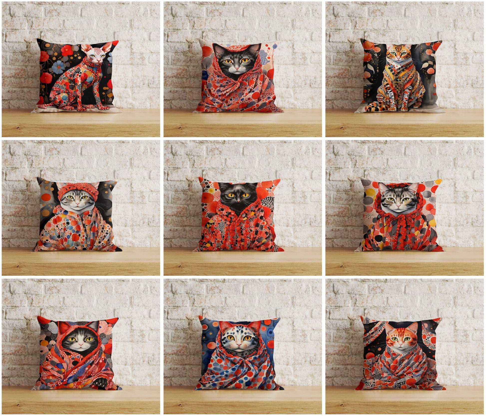 Onay Home Textile Cushion Covers Watercolor Abstract Cat  in Clothes Cushion Covers