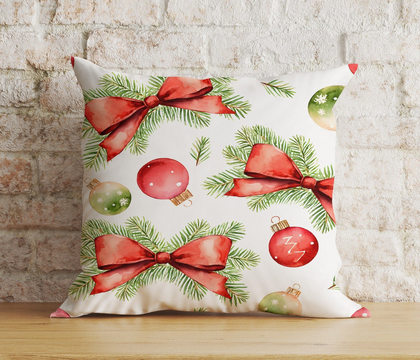Onay 4 / 12 x 12 inch (30 x 30 cm) Double Side Watercolor Christmas Elegant Festive Cushion Covers
