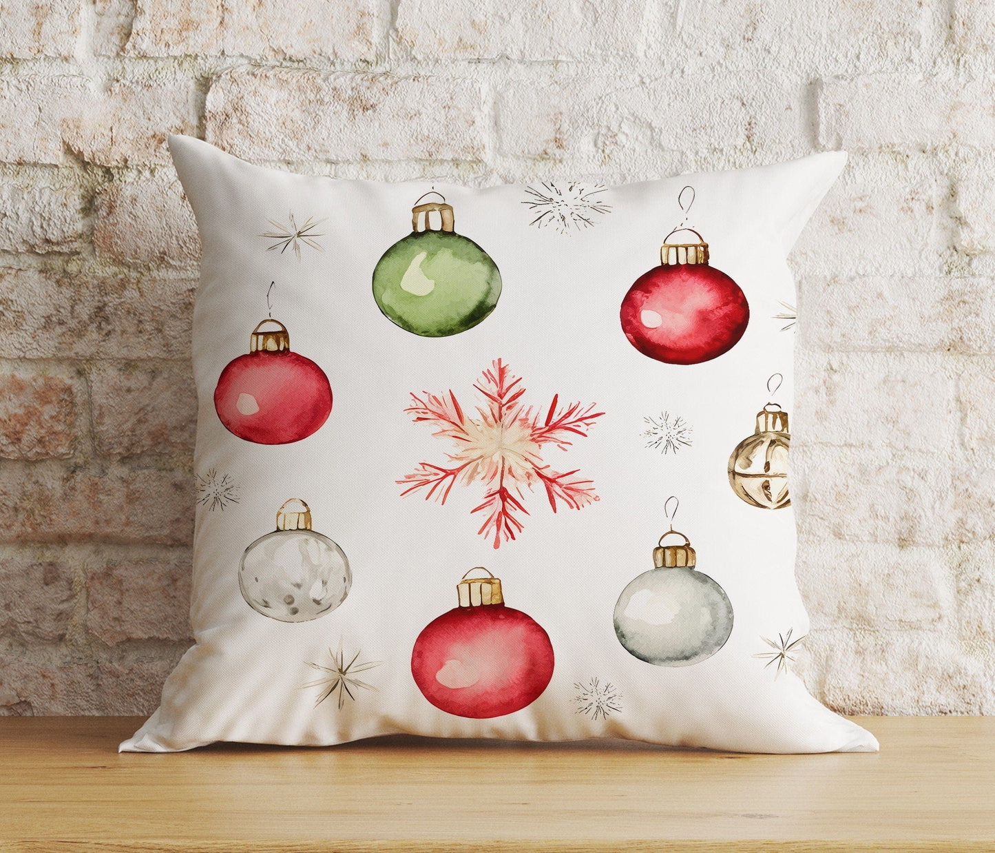 Onay 3 / 12 x 12 inch (30 x 30 cm) Double Side Watercolor Christmas Elegant Festive Cushion Covers
