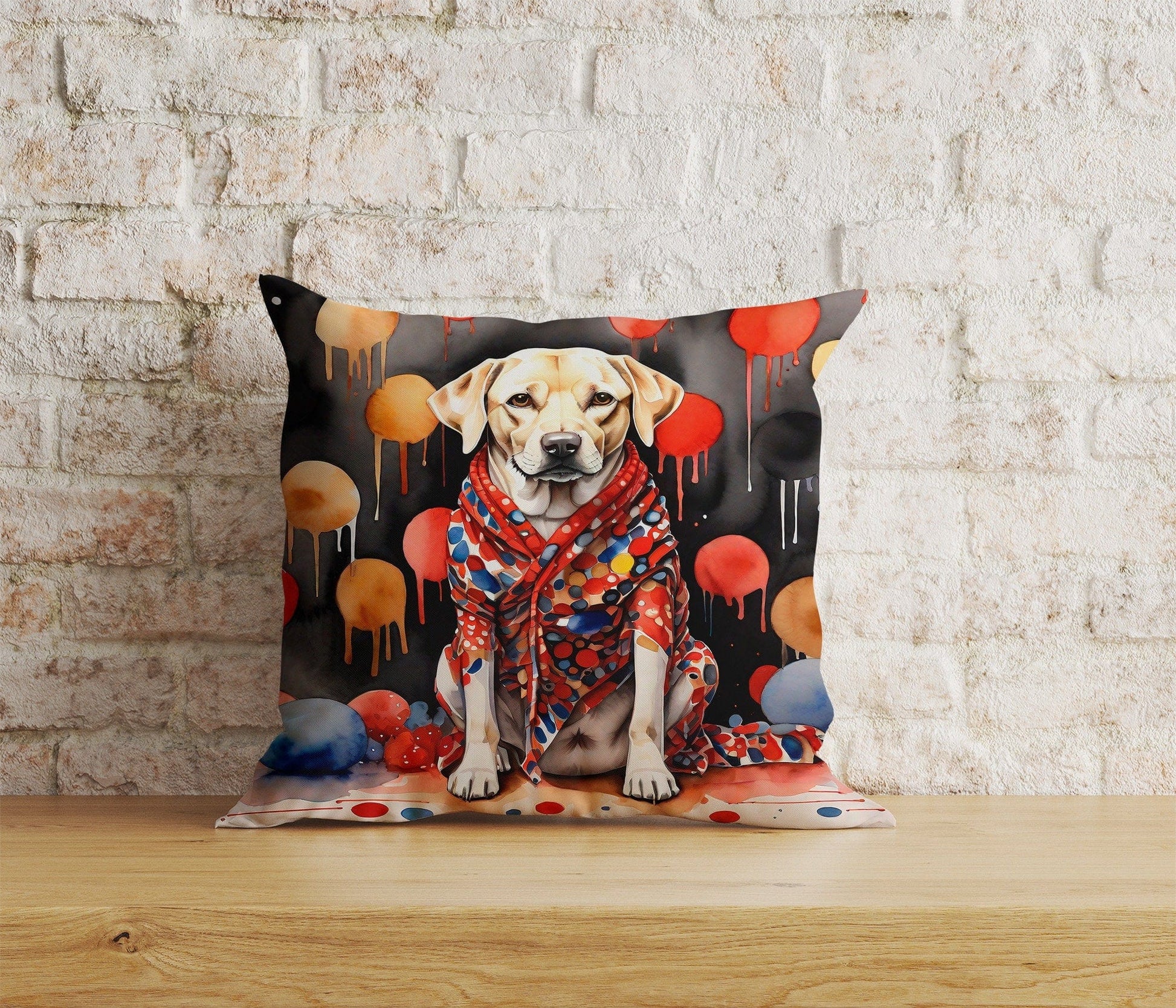 Onay Home Textile 5 / 12 x 12 inch (30 x 30 cm) Double Side Watercolor Dog Abstract Dog in Clothes Cushion Cover