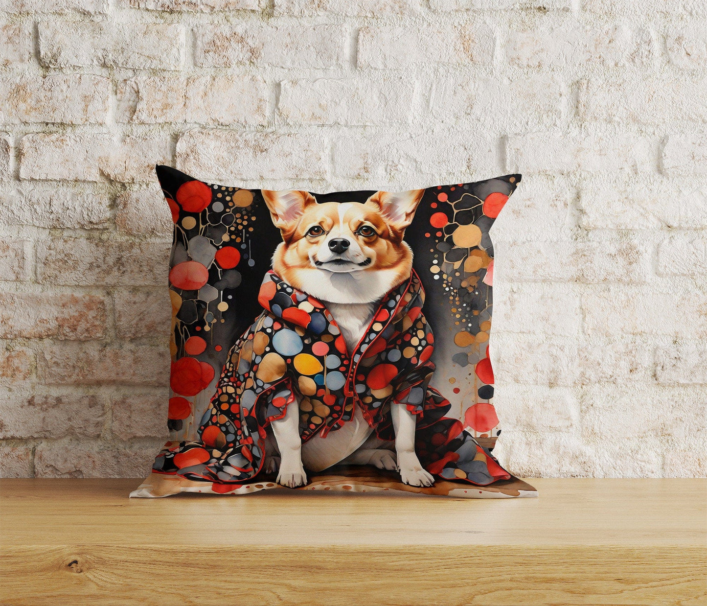 Onay Home Textile 4 / 12 x 12 inch (30 x 30 cm) Double Side Watercolor Dog Abstract Dog in Clothes Cushion Cover