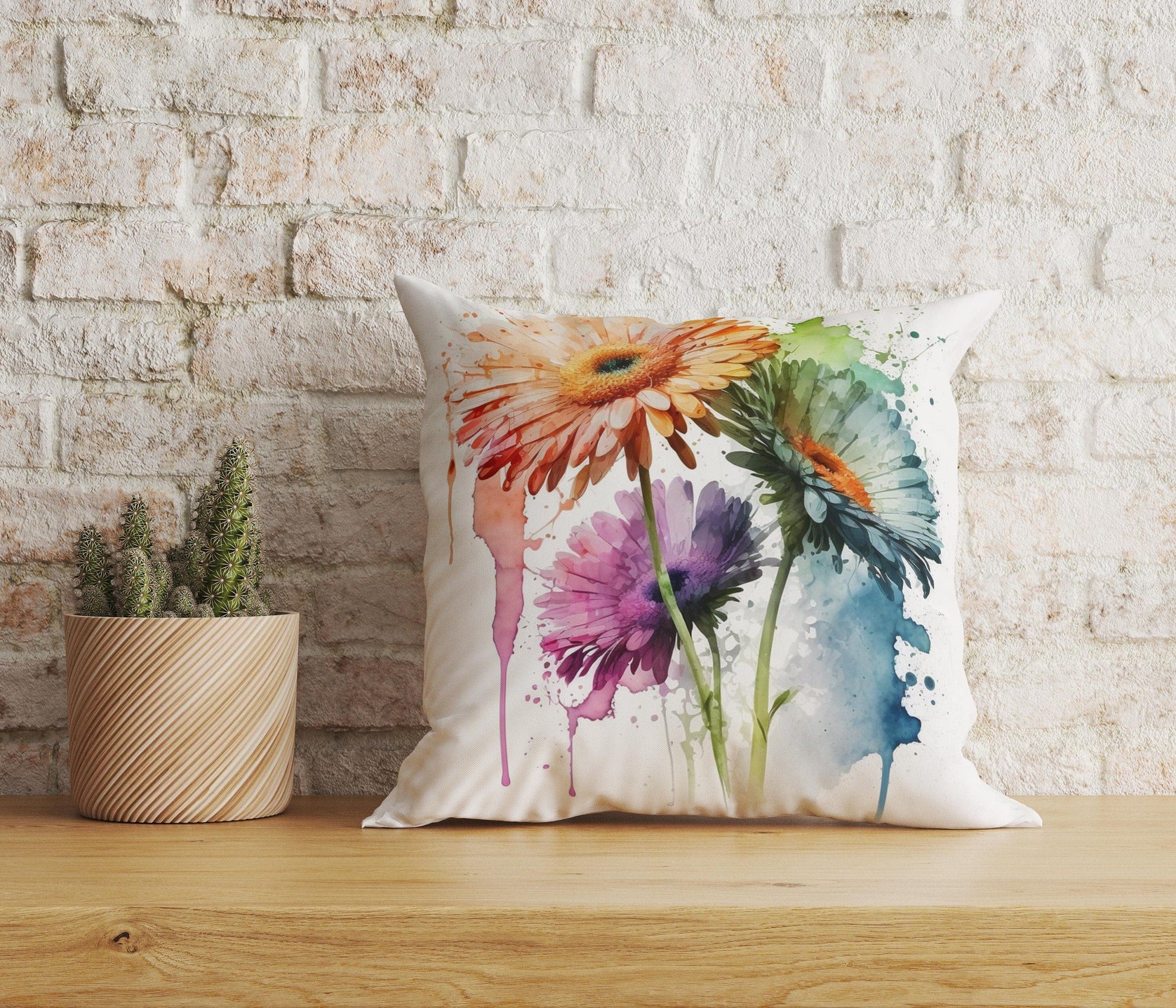 Onay Home Textile Cushion Covers 6 / 12 x 12 inch (30 x 30 cm) Double Side Watercolor Flower Cushion Covers Abstract Design Pillowcase