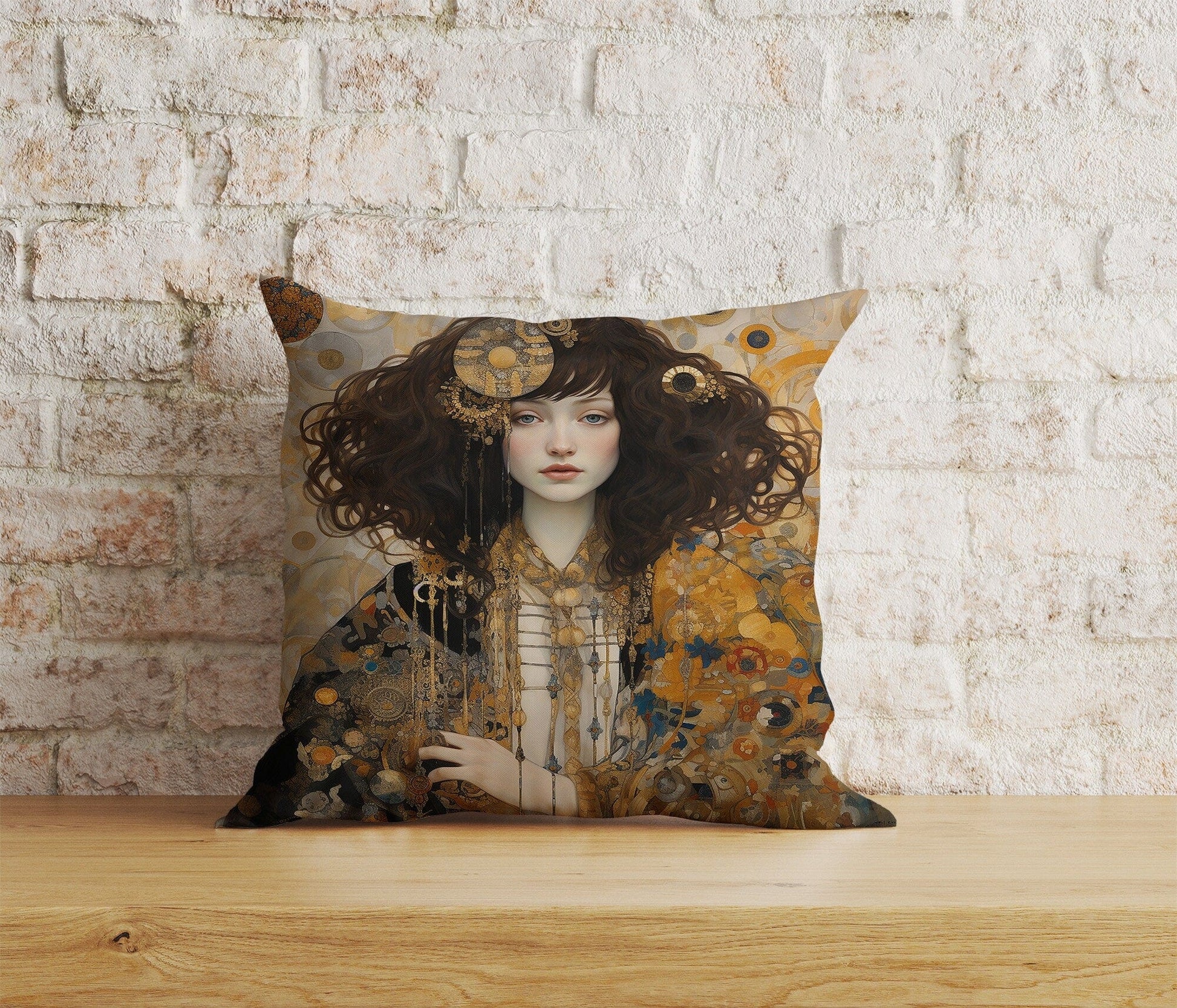 Onay 5 / 12 x 12 inch (30 x 30 cm) Watercolor Gustav Klimt Westwood Portrait Cushion Covers