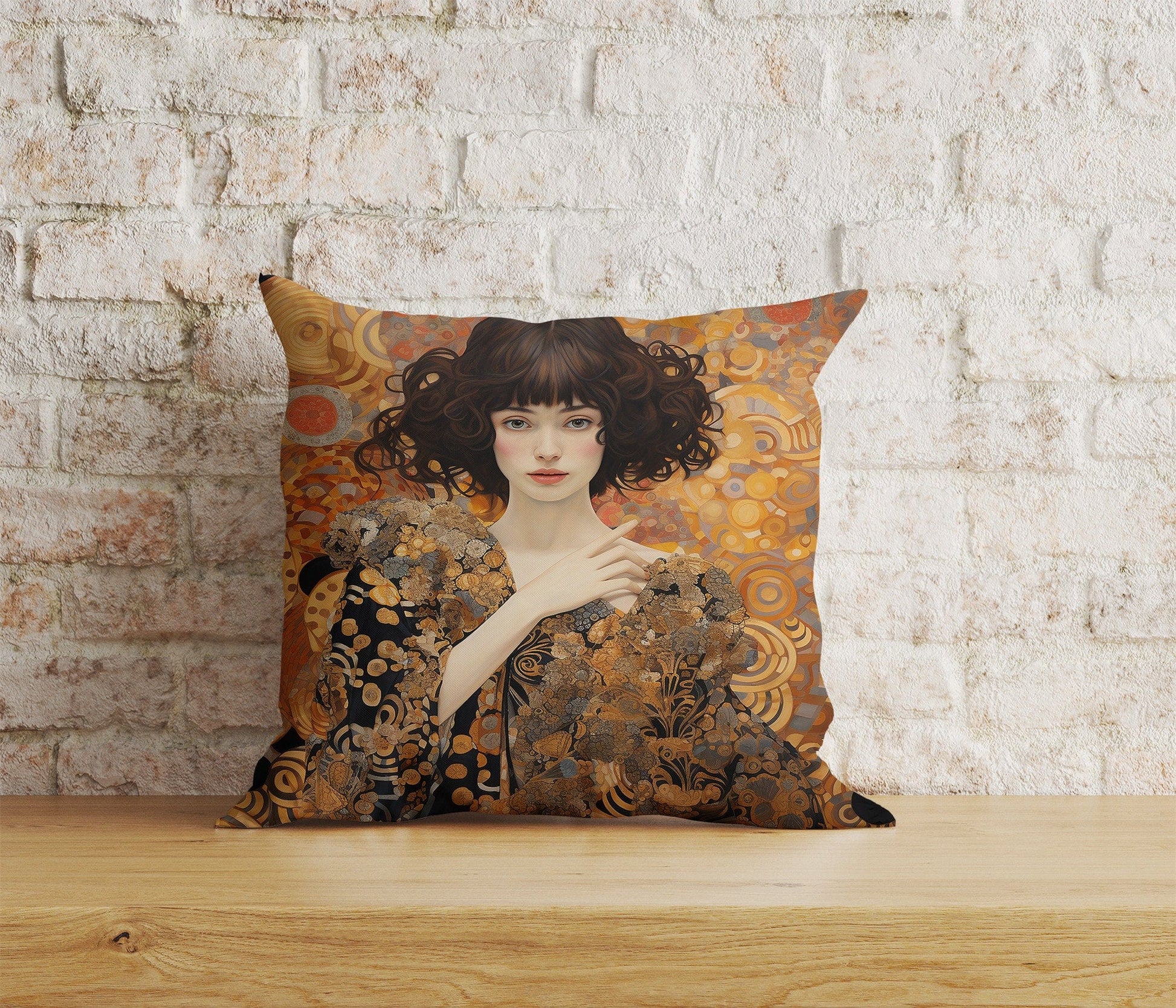 Onay 1 / 12 x 12 inch (30 x 30 cm) Watercolor Gustav Klimt Westwood Portrait Cushion Covers