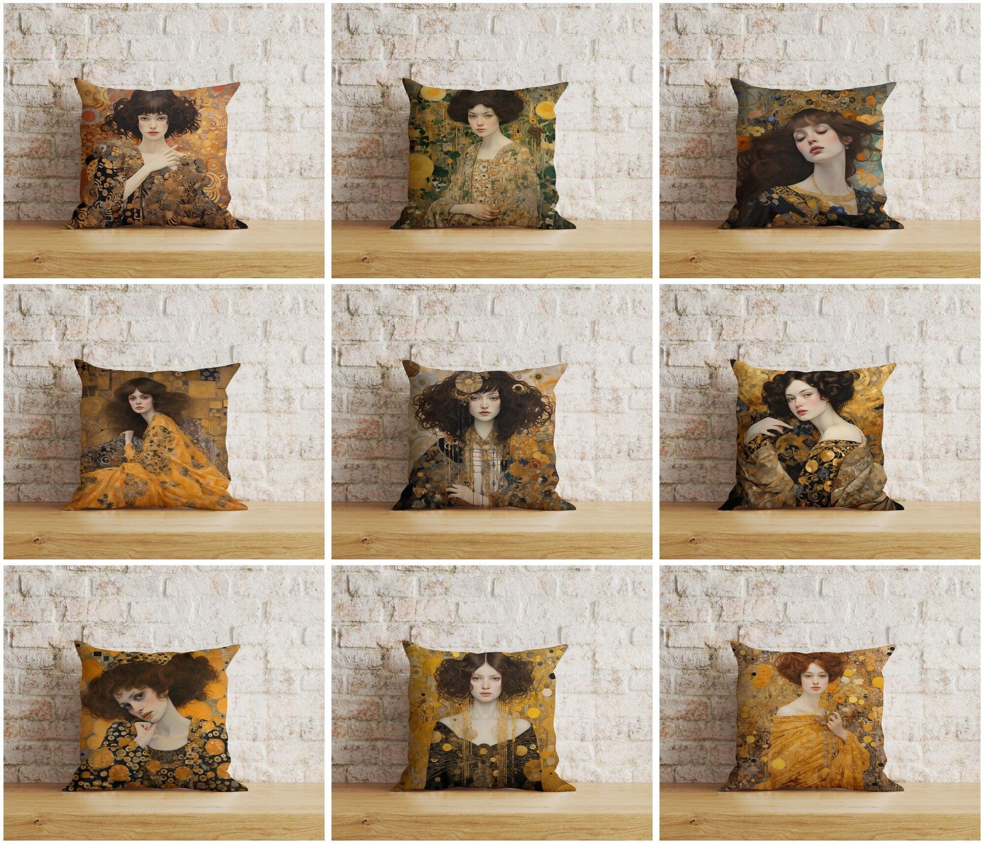 Onay Watercolor Gustav Klimt Westwood Portrait Cushion Covers