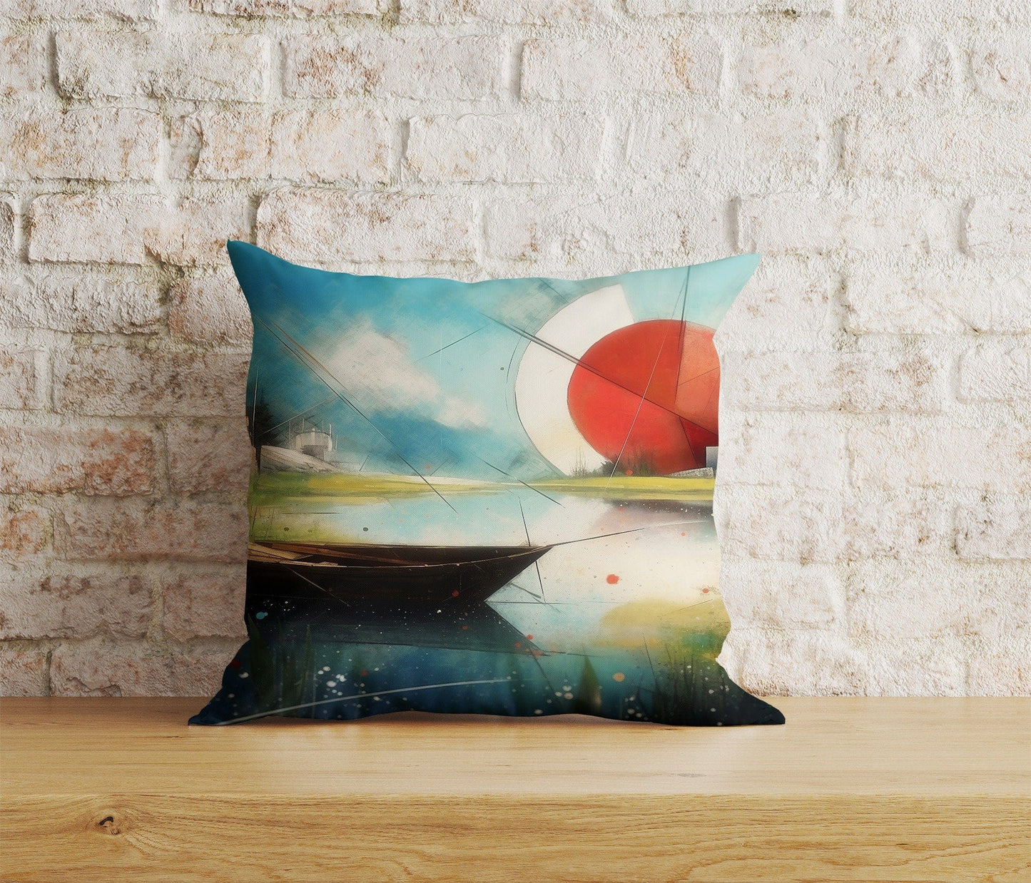 Onay Cushion Covers 8 / 12 x 12 inch (30 x 30 cm) Double Side Watercolor Zen Garden Cushion Covers Montain Tree Jungle and Sun Pillow Case