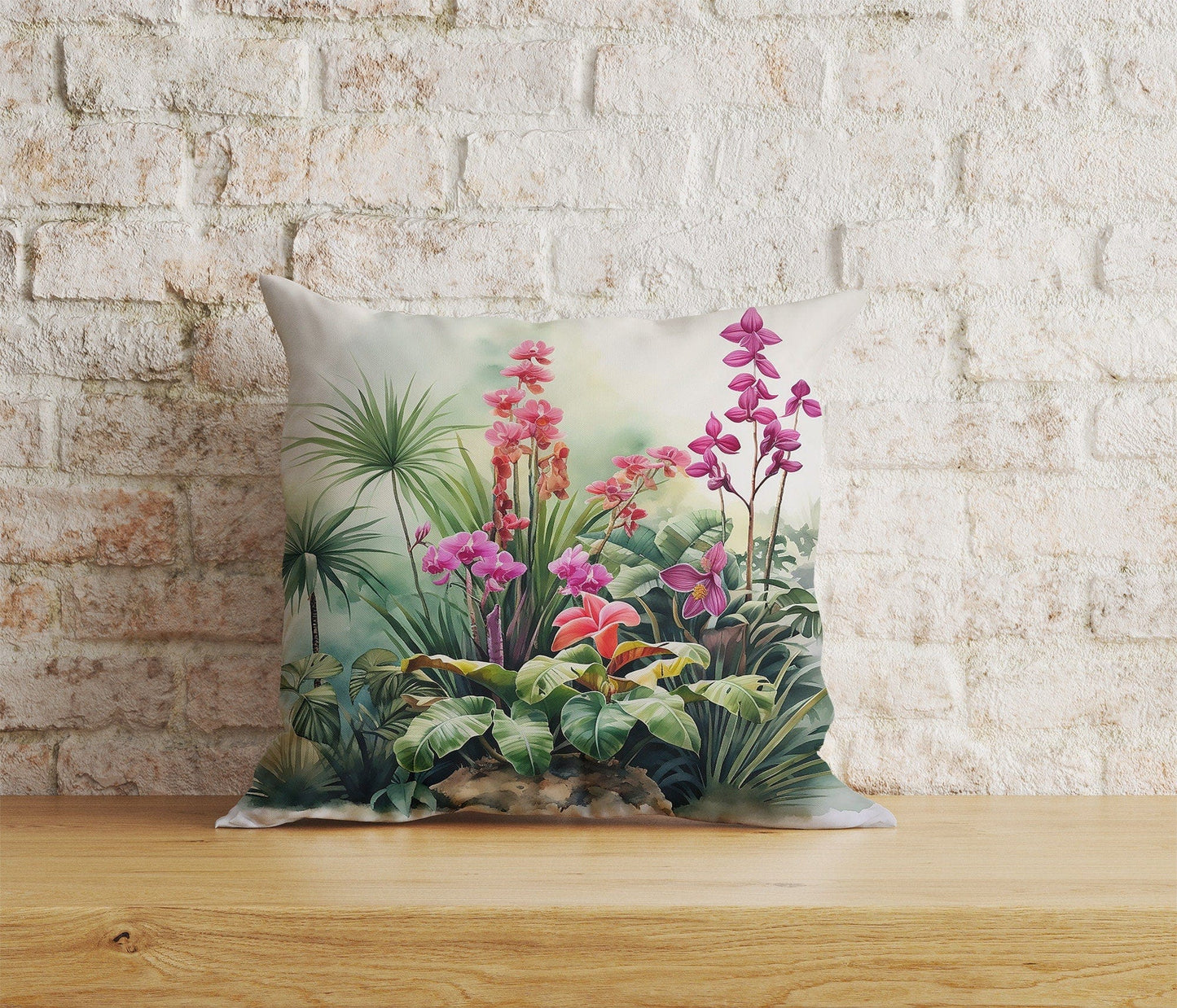 Onay Cushion Covers 6 / 12 x 12 inch (30 x 30 cm) Double Side Watercolor Zen Garden Cushion Covers Montain Tree Jungle and Sun Pillow Case