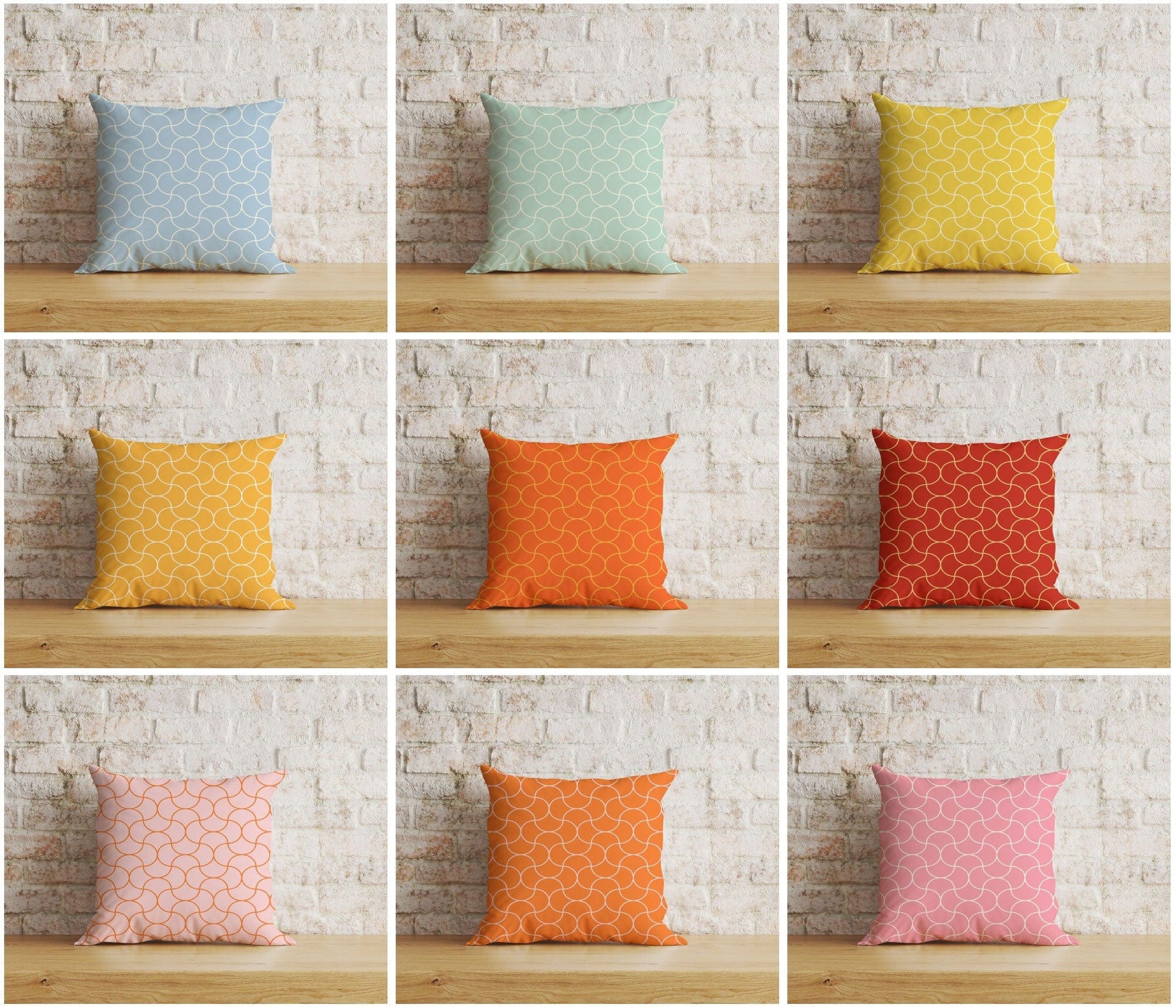 Onay Wavy Lines Line Colorful Square Scatter Cushion Covers