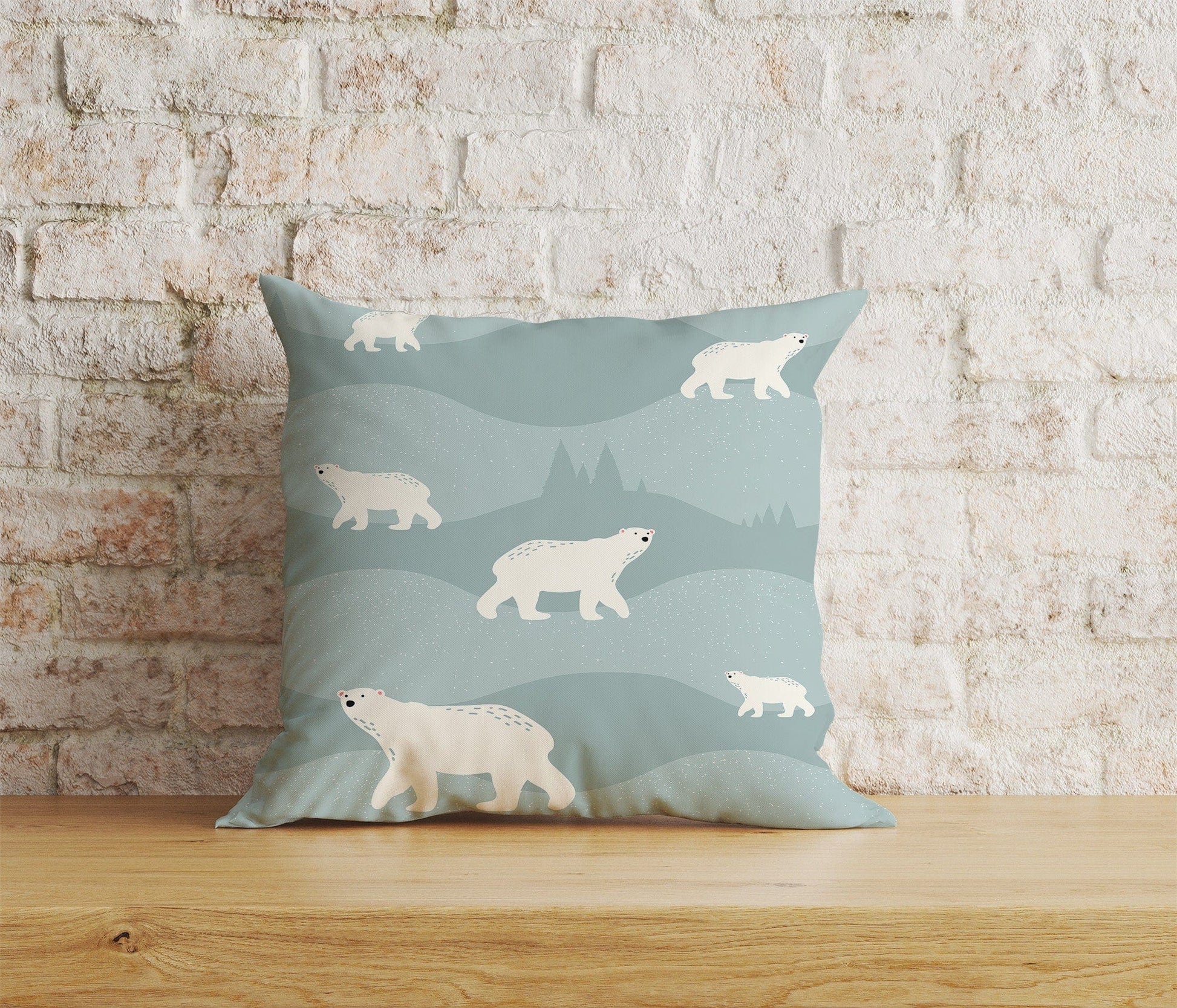 Onay 7 / 12 x 12 inch (30 x 30 cm) White Bear and Seal Dolphin Pattern Wild Life Cushion Covers