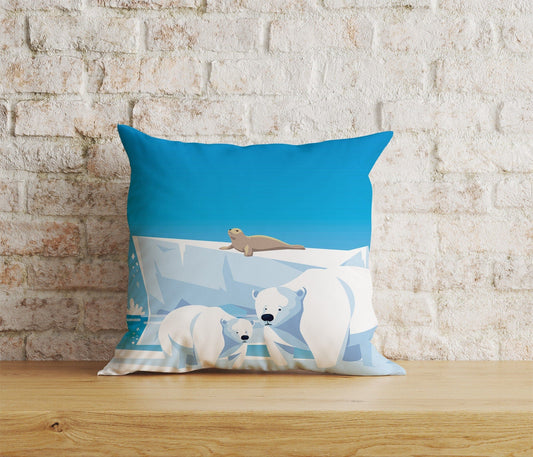 Onay 1 / 12 x 12 inch (30 x 30 cm) White Bear and Seal Dolphin Pattern Wild Life Cushion Covers