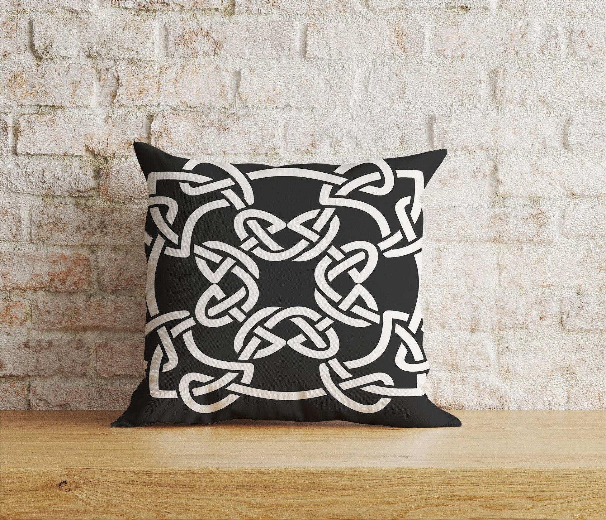 Onay Home Textile Cushion Covers 3 / 12 x 12 inch (30 x 30 cm) Double Side White & Black Celtic Knots Cushion Covers Line Design Pillow