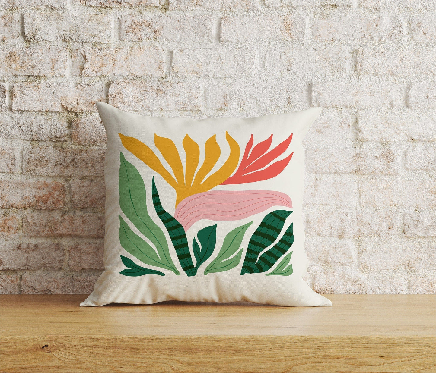 Onay 4 / 12 x 12 inch (30 x 30 cm) Wildflowers Abstract Floral Monstera Leaves Cushion Cover