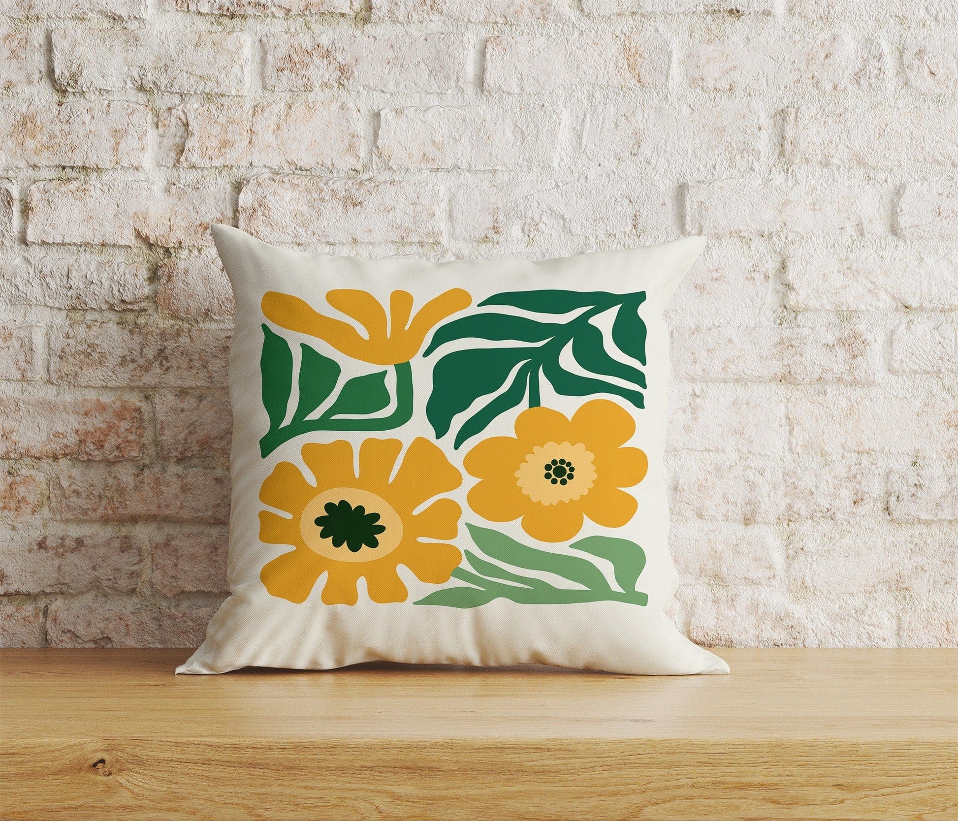 Onay 2 / 12 x 12 inch (30 x 30 cm) Wildflowers Abstract Floral Monstera Leaves Cushion Cover