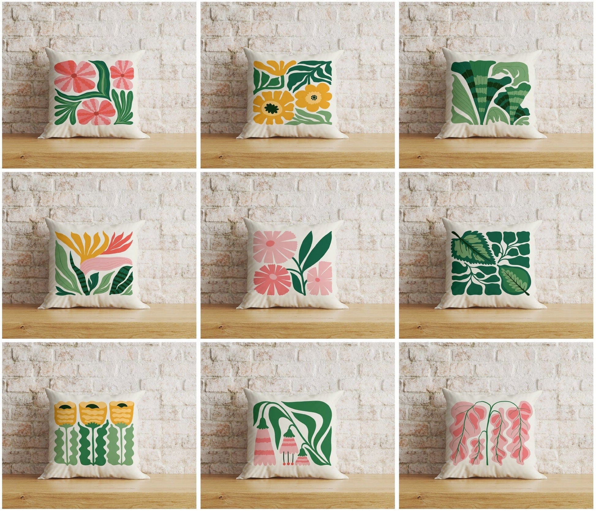 Onay Wildflowers Abstract Floral Monstera Leaves Cushion Cover