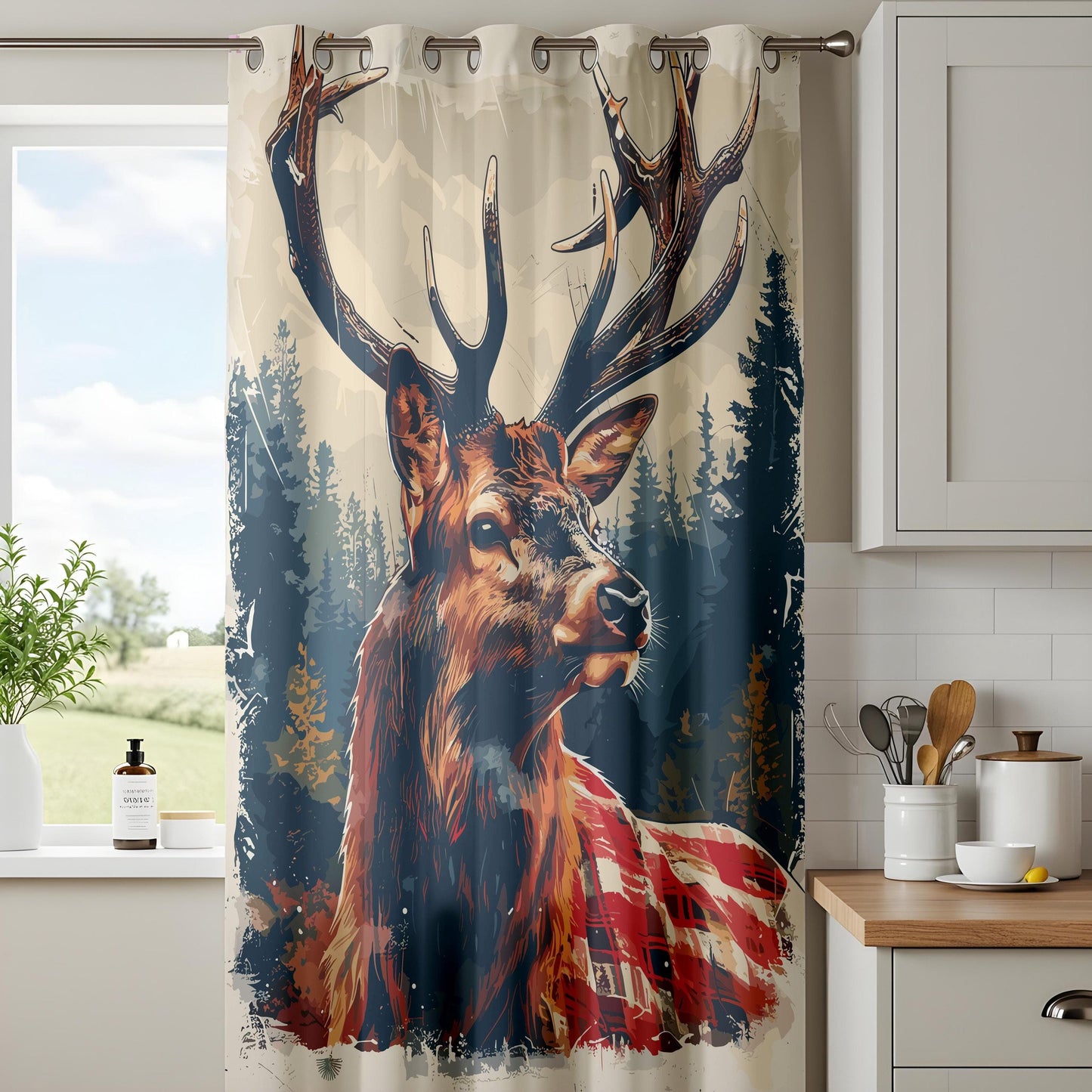 Onay Wildlife Deer Curtains – Forest and Mountain Drapes