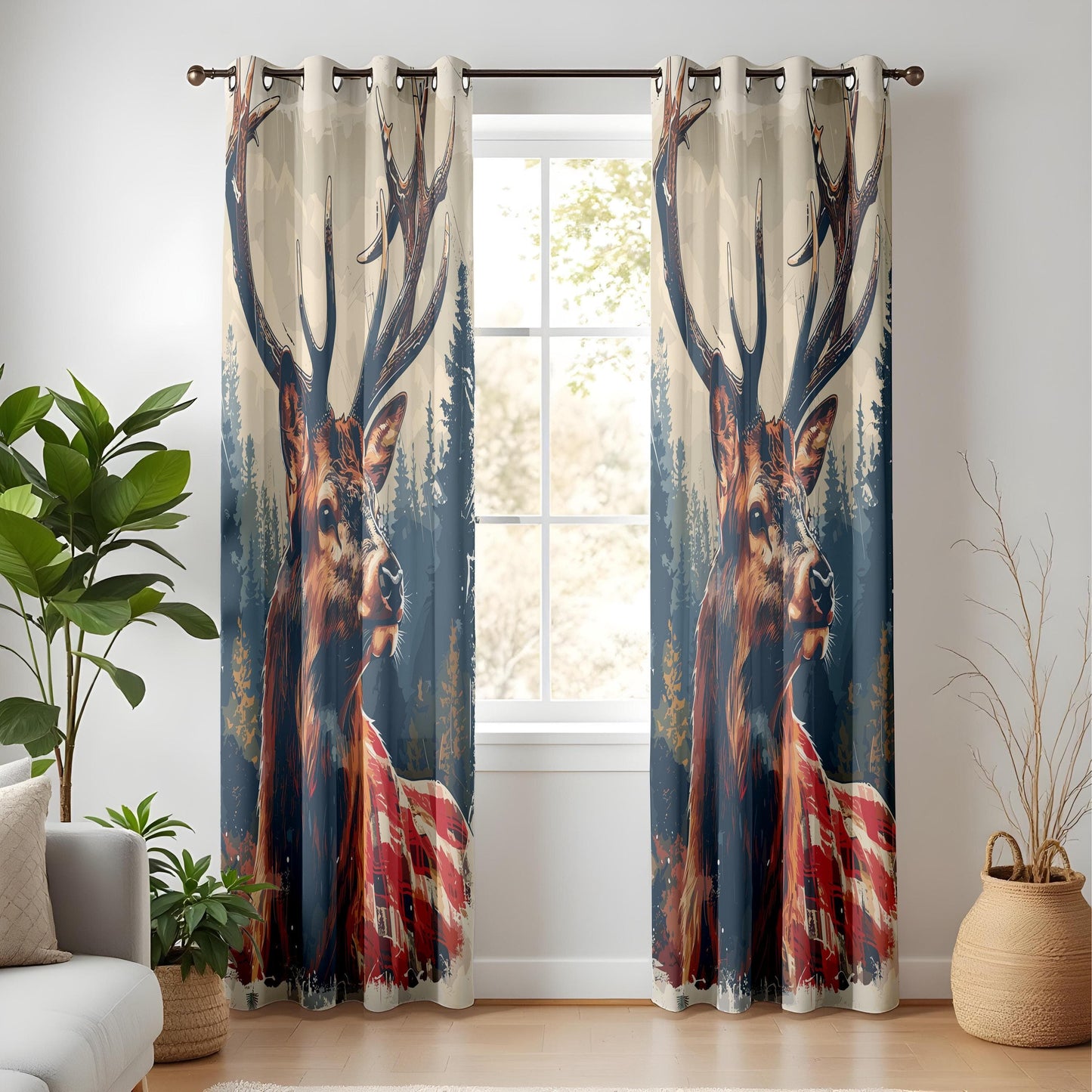 Onay Wildlife Deer Curtains – Forest and Mountain Drapes