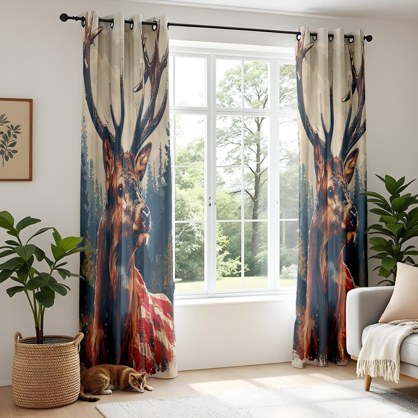 Onay Wildlife Deer Curtains – Forest and Mountain Drapes