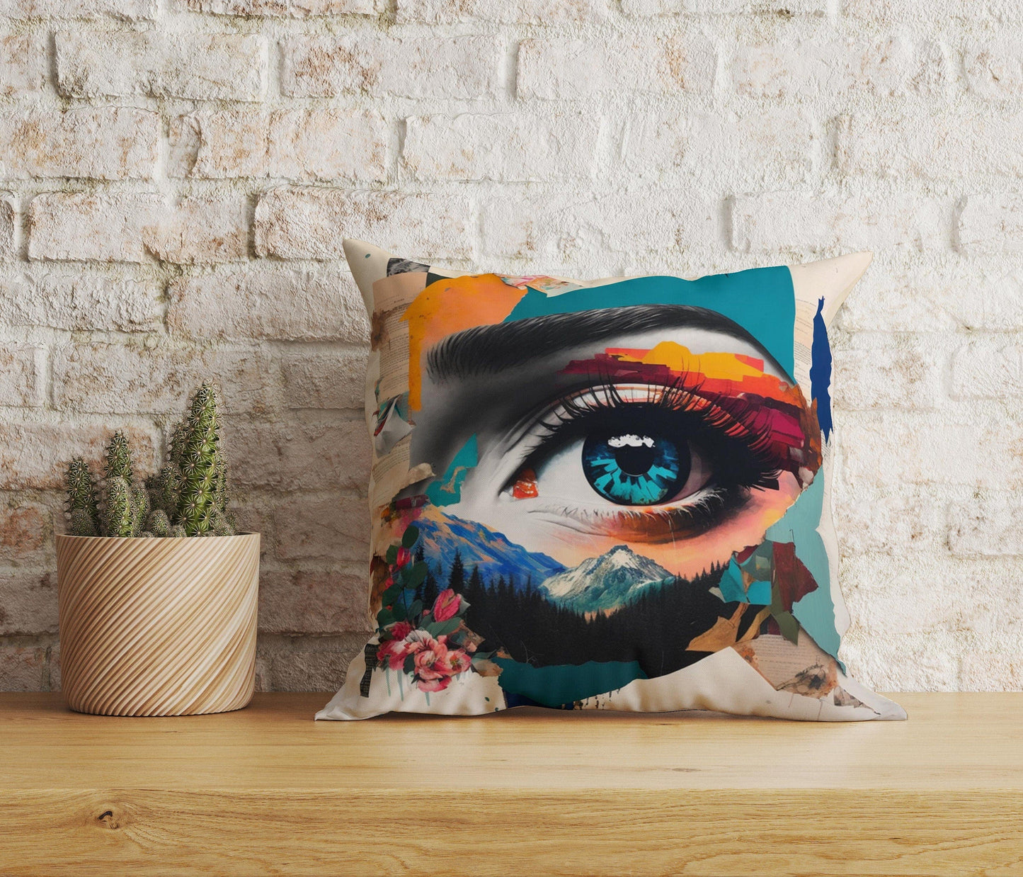 Onay 6 / 12 x 12 inch (30 x 30 cm) Woman Eye Abstract Colourful Eye Decorative Cushion Covers