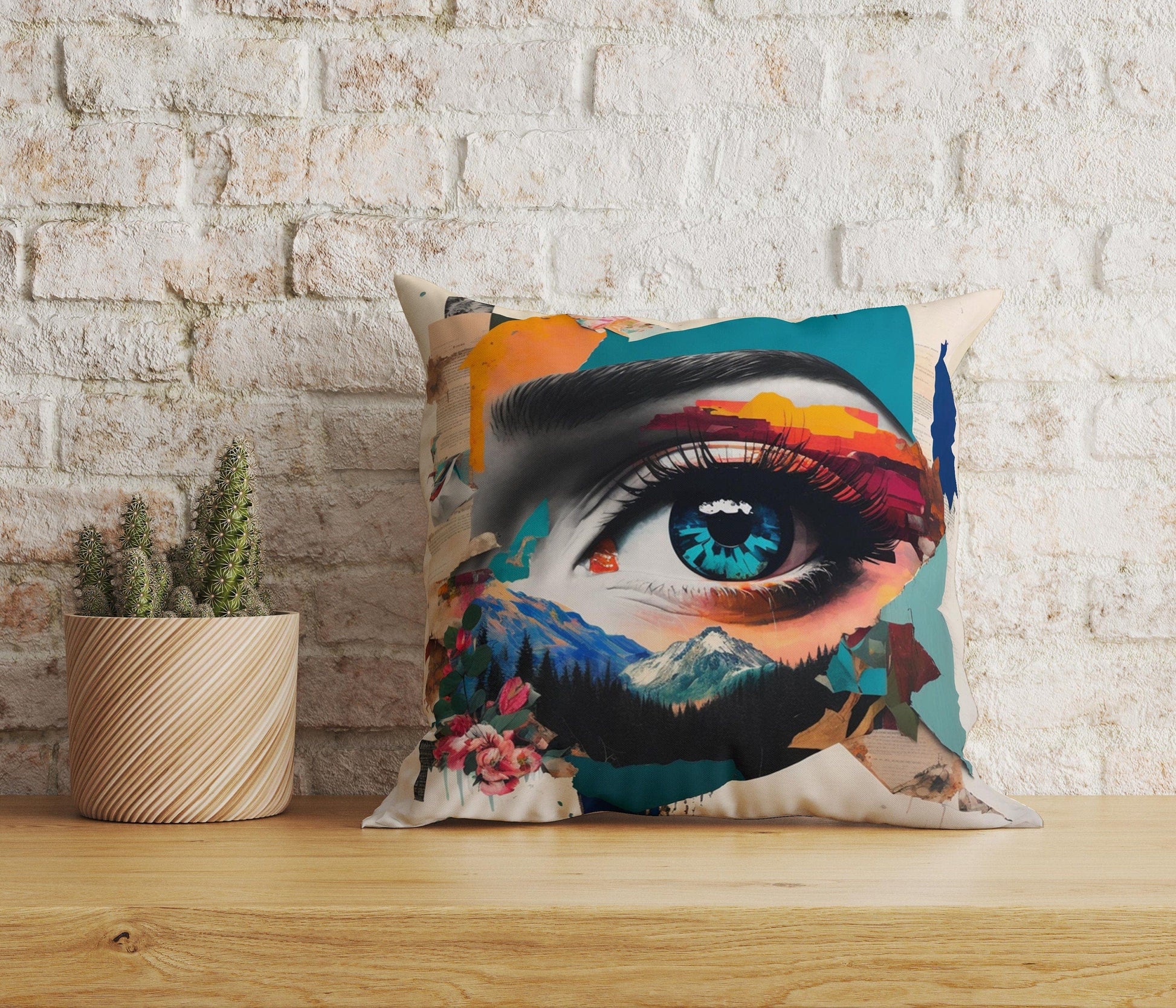 Onay 6 / 12 x 12 inch (30 x 30 cm) Woman Eye Abstract Colourful Eye Decorative Cushion Covers