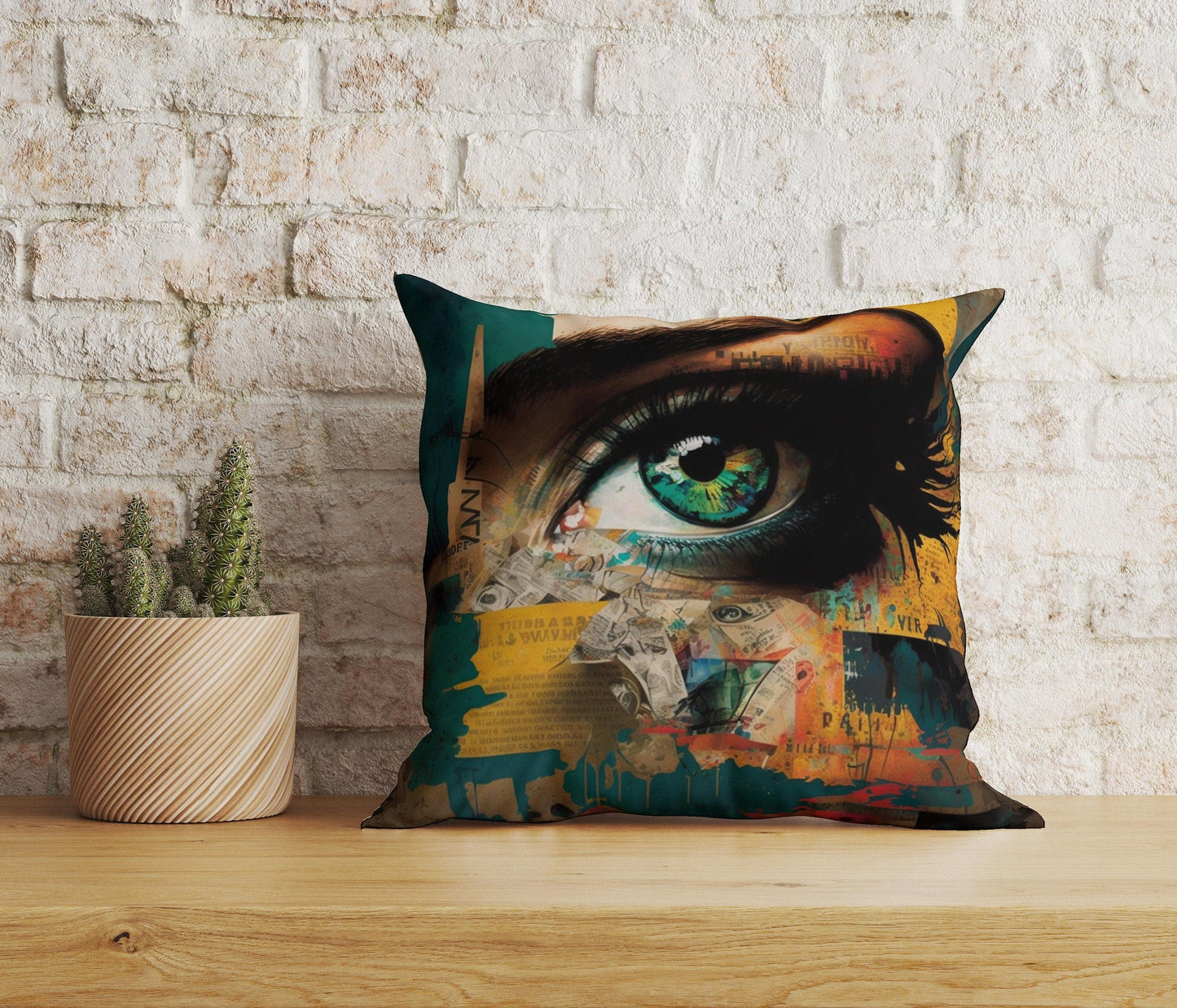 Onay 5 / 12 x 12 inch (30 x 30 cm) Woman Eye Abstract Colourful Eye Decorative Cushion Covers