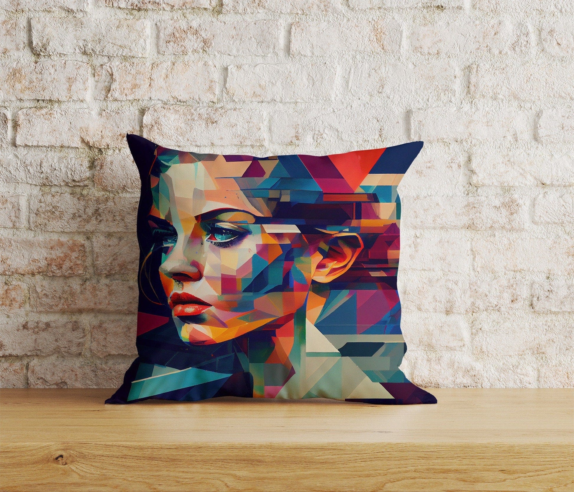 Onay 7 / 12 x 12 inch (30 x 30 cm) Woman Painting Ladies Face Art Decoration Cushion Cover
