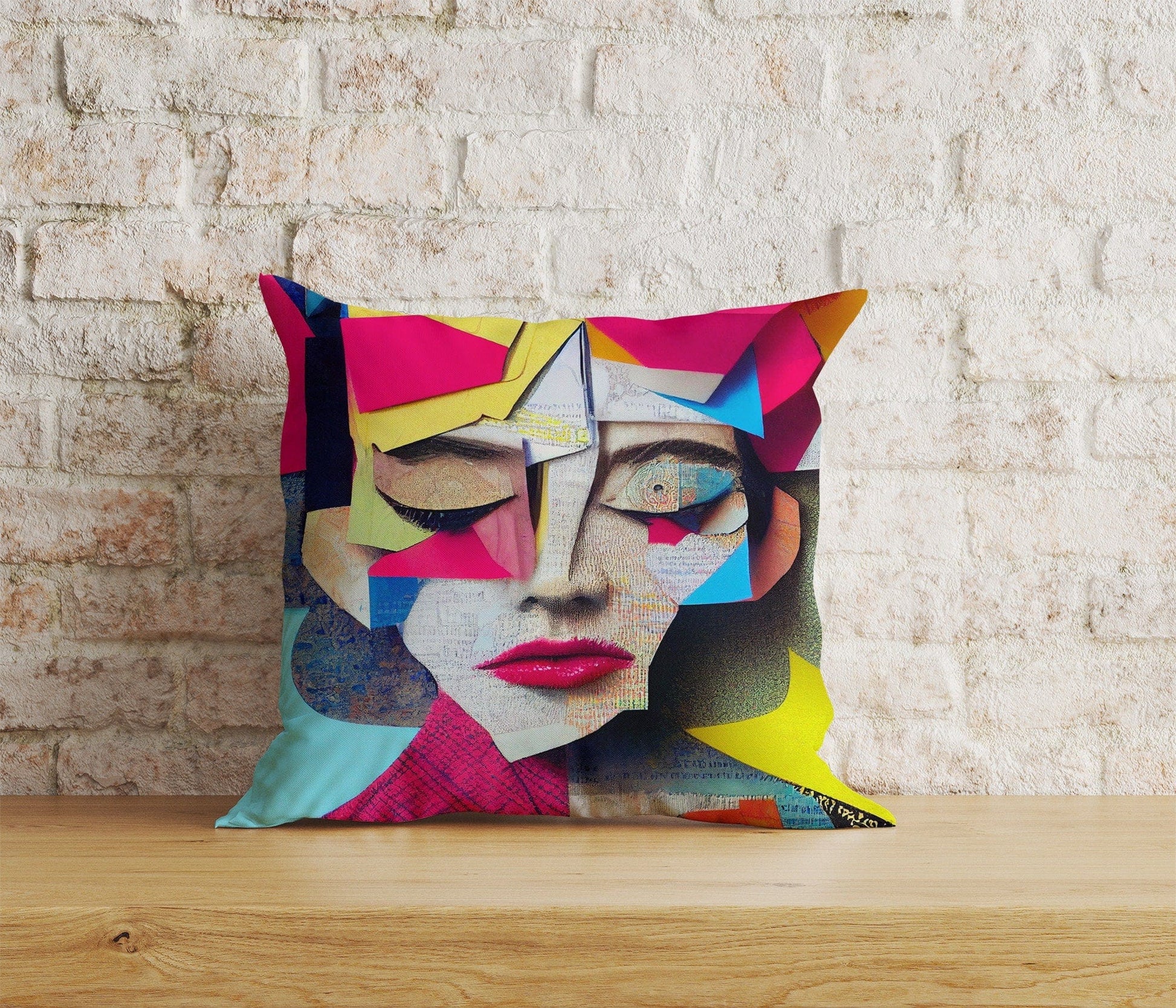 Onay 5 / 12 x 12 inch (30 x 30 cm) Woman Painting Ladies Face Art Decoration Cushion Cover