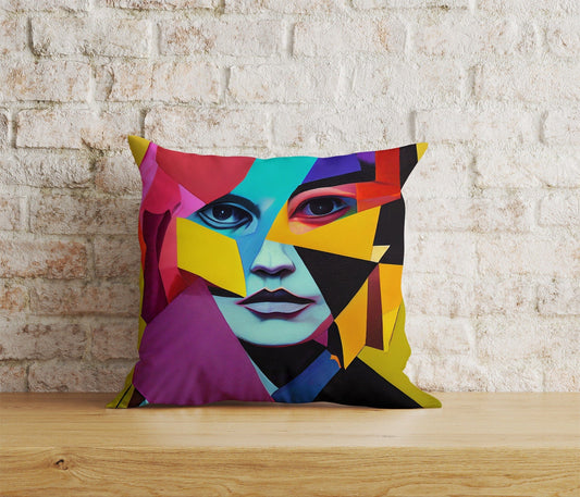 Onay 1 / 12 x 12 inch (30 x 30 cm) Woman Painting Ladies Face Art Decoration Cushion Cover