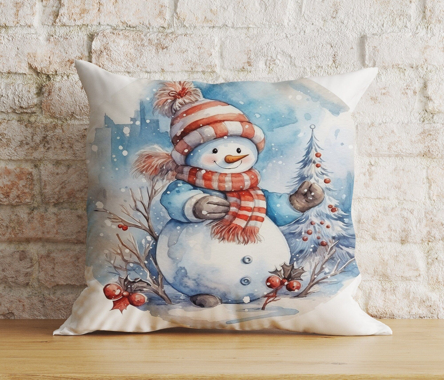 Onay 7 / 12 x 12 inch (30 x 30 cm) Double Side Xmas Cute Snowman Cozy Winter and Holiday Cushion Cover
