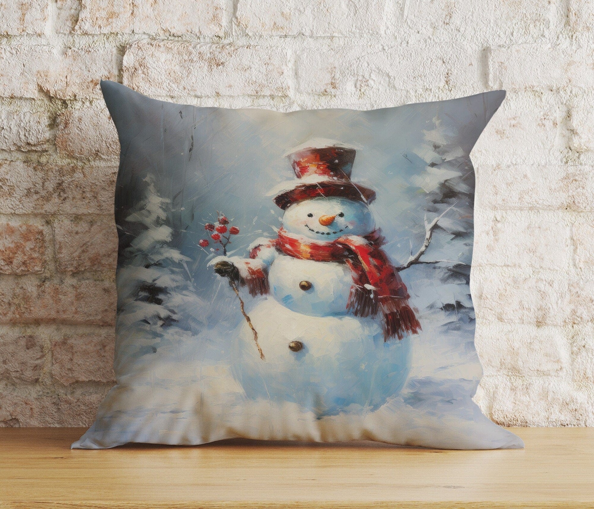 Onay 5 / 12 x 12 inch (30 x 30 cm) Double Side Xmas Cute Snowman Cozy Winter and Holiday Cushion Cover
