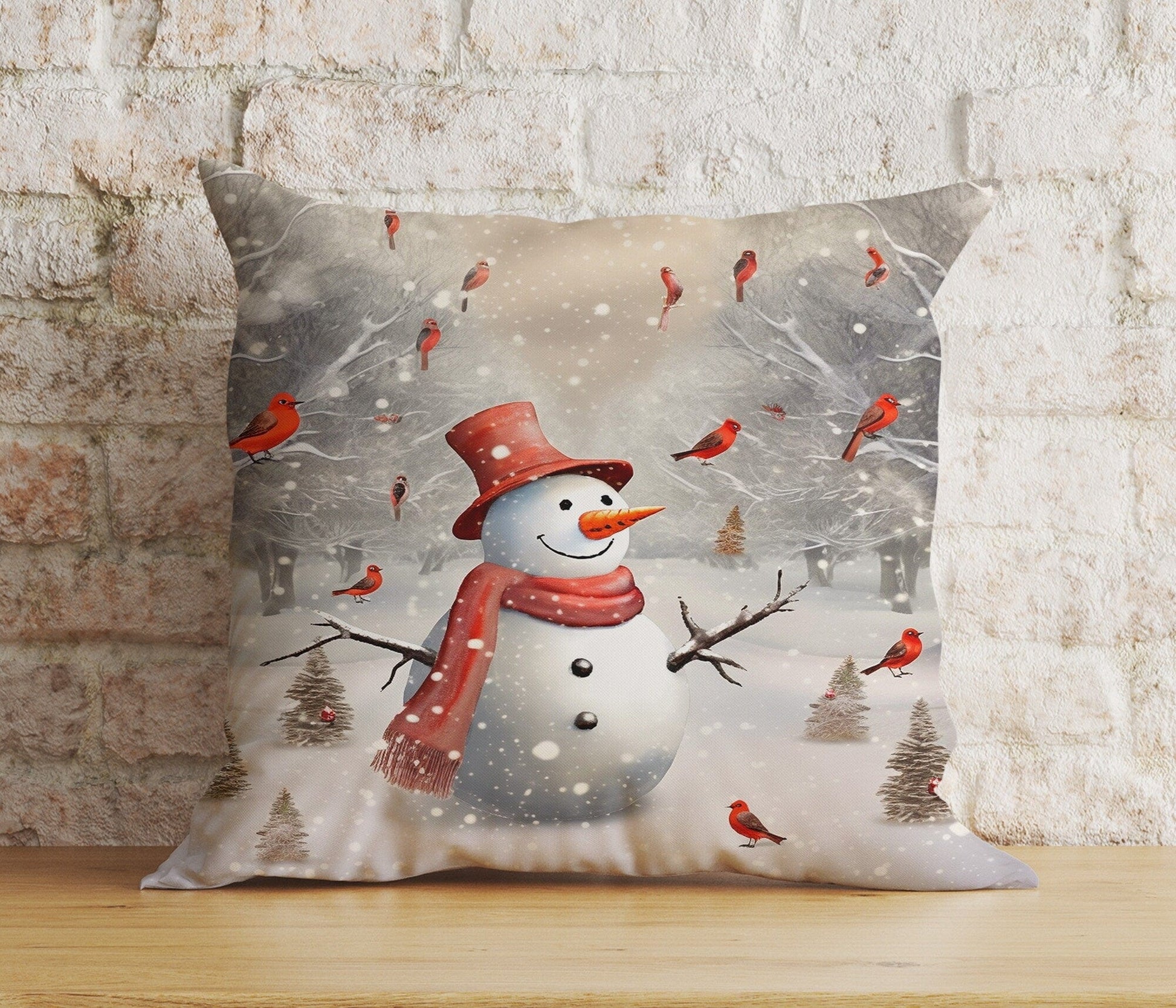 Onay 4 / 12 x 12 inch (30 x 30 cm) Double Side Xmas Cute Snowman Cozy Winter and Holiday Cushion Cover