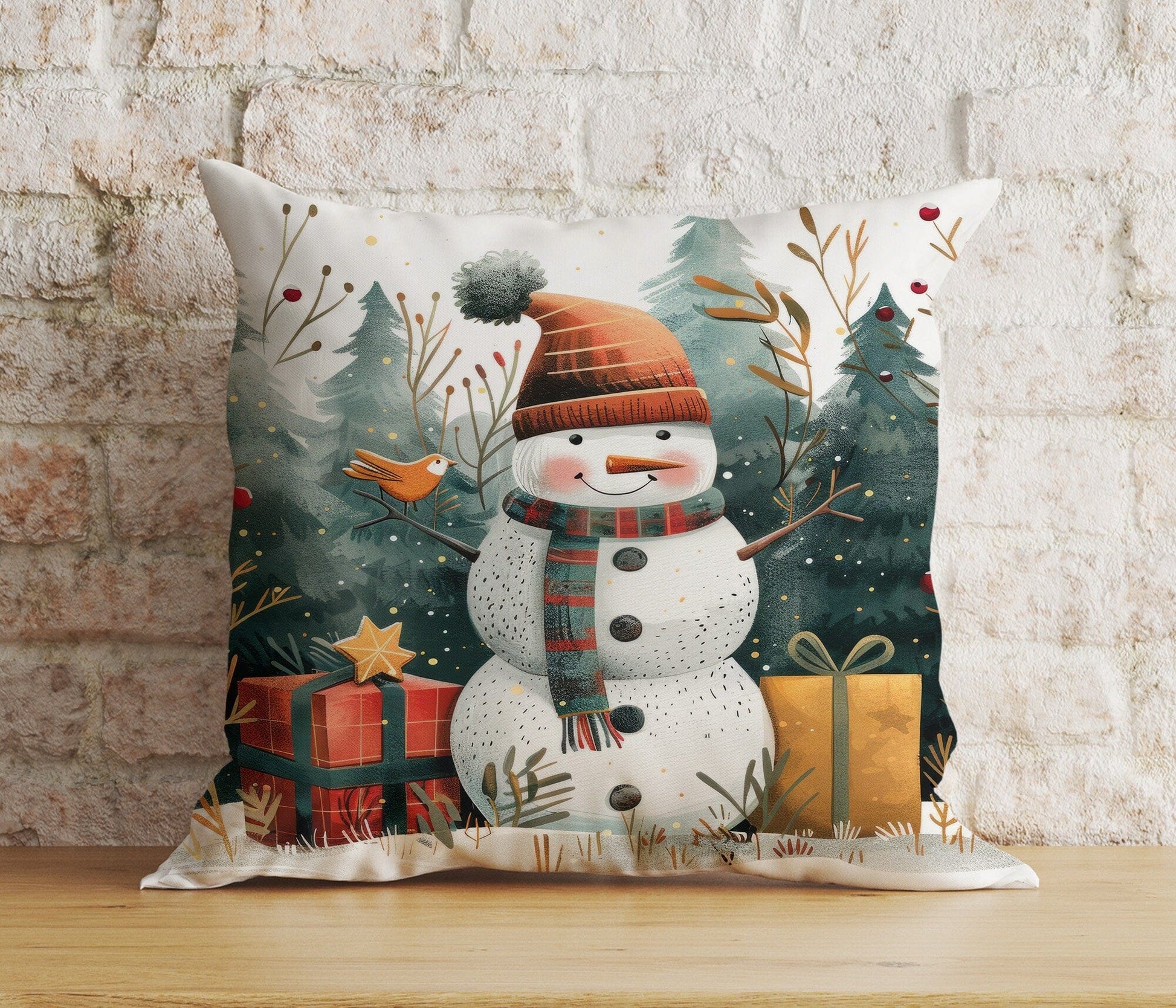 Onay 1 / 12 x 12 inch (30 x 30 cm) Double Side Xmas Cute Snowman Cozy Winter and Holiday Cushion Cover