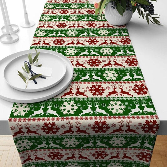 Onay 1 / 12 x 46 inch (30 x 120 cm) Xmas Deer Christmas Tablecloth Pine Tree Table Runner