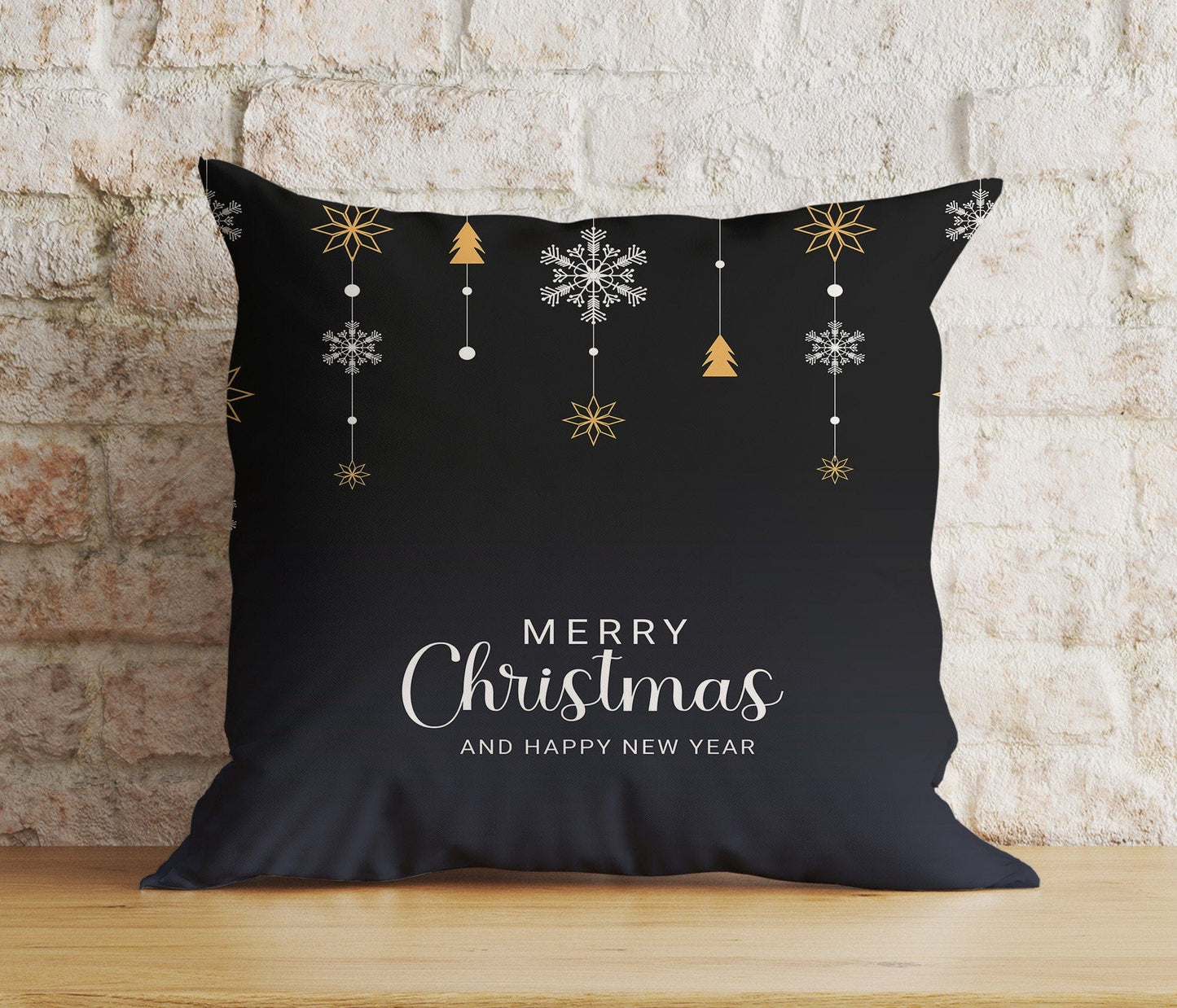 Onay 9 / 12 x 12 inch (30 x 30 cm) Double Side Xmas Elegant Ornament Merry Christmas Black Cushion Cover