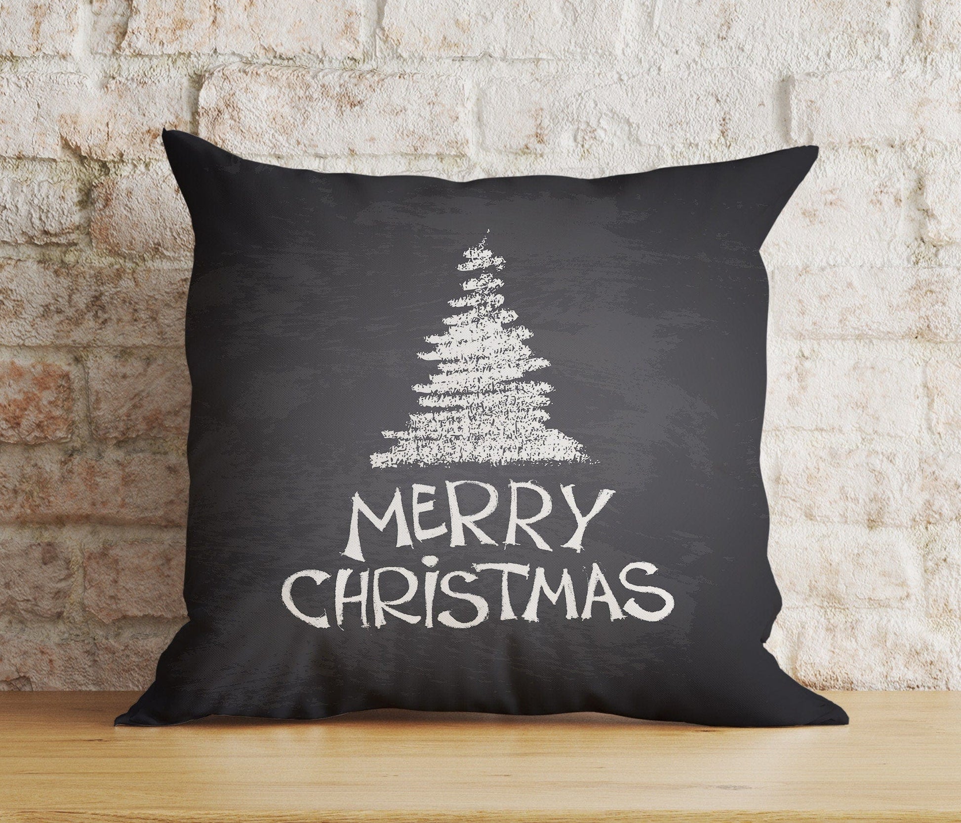 Onay 7 / 12 x 12 inch (30 x 30 cm) Double Side Xmas Elegant Ornament Merry Christmas Black Cushion Cover