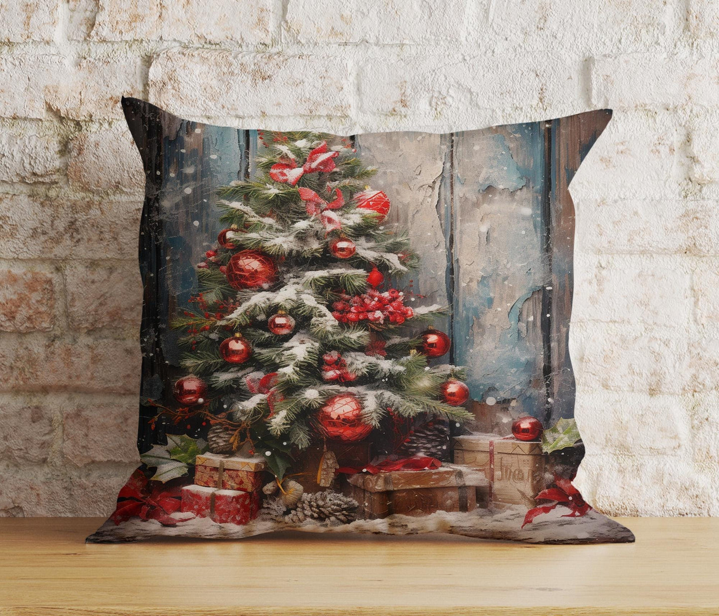 Onay 9 / 12 x 12 inch (30 x 30 cm) Double Side Xmas Gift Box Christmas Tree Decorative Cushion Covers