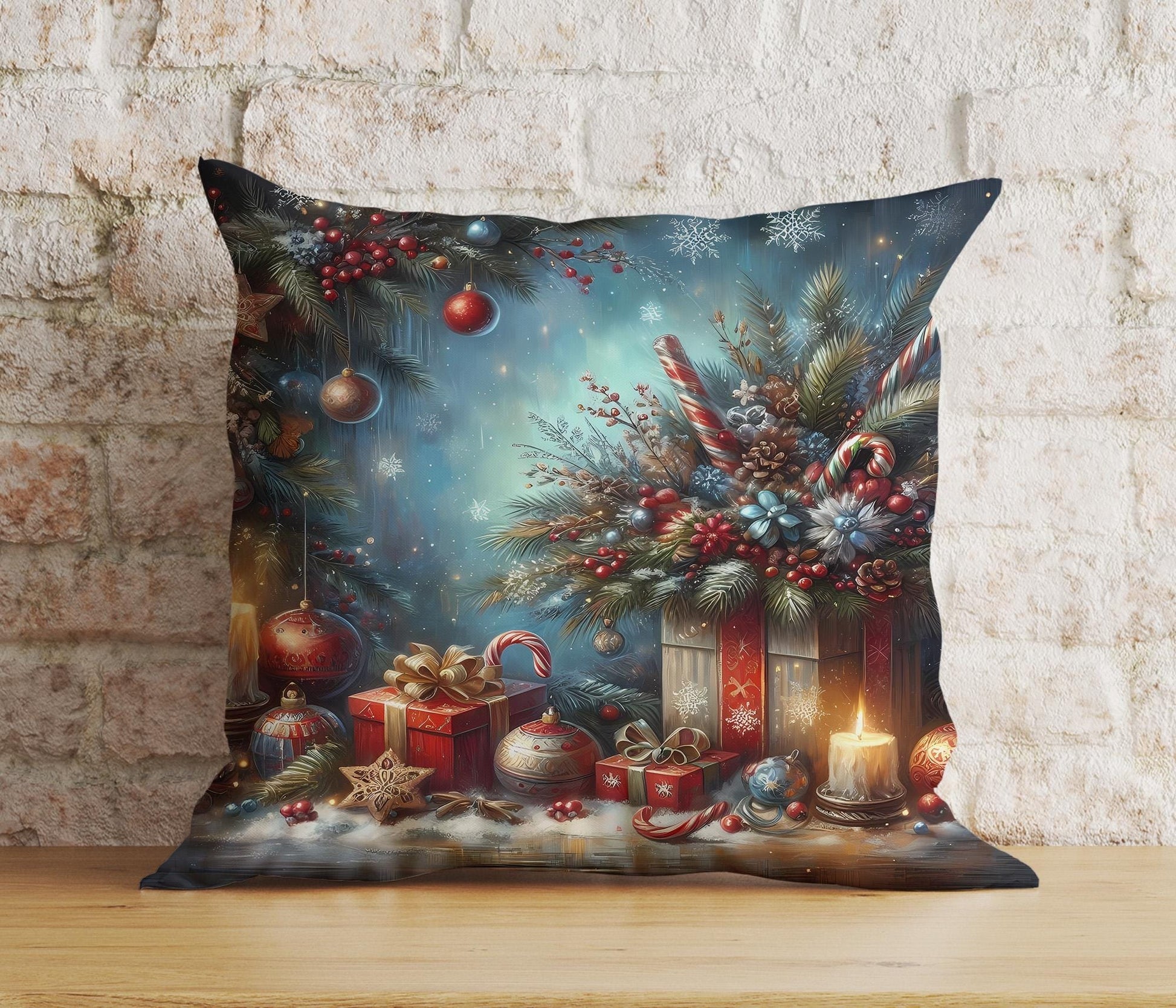 Onay 6 / 12 x 12 inch (30 x 30 cm) Double Side Xmas Gift Box Christmas Tree Decorative Cushion Covers