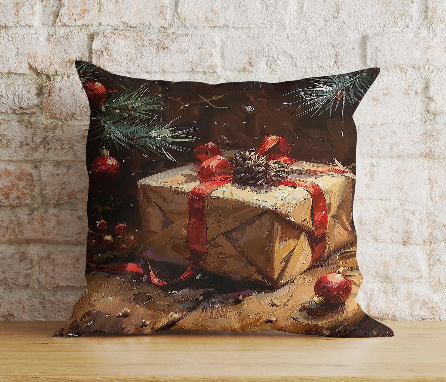 Onay 2 / 12 x 12 inch (30 x 30 cm) Double Side Xmas Gift Box Christmas Tree Decorative Cushion Covers