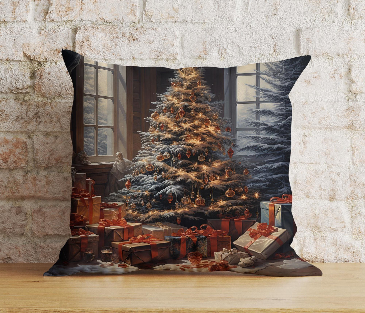 Onay 1 / 12 x 12 inch (30 x 30 cm) Double Side Xmas Gift Box Christmas Tree Decorative Cushion Covers