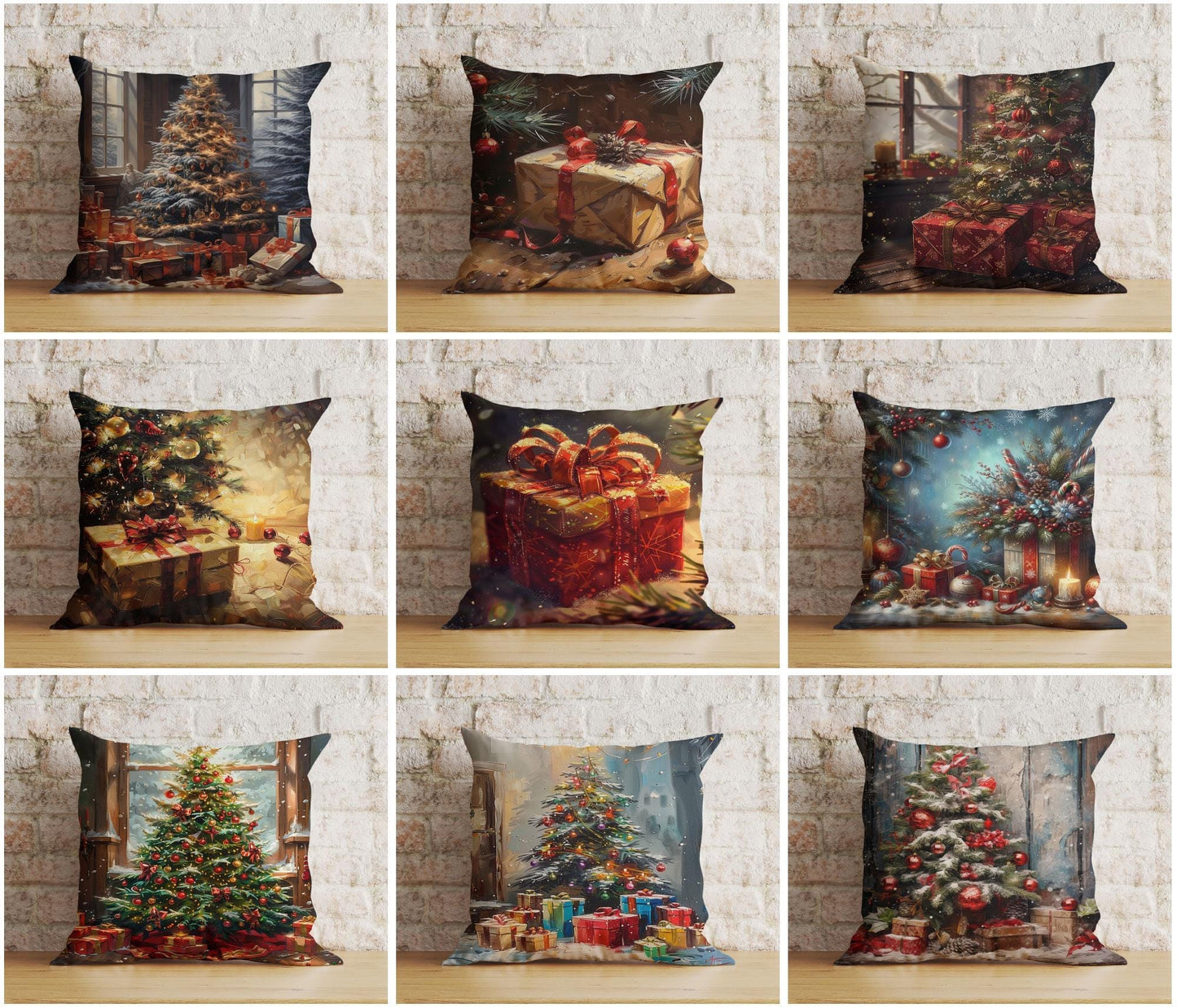 Onay Xmas Gift Box Christmas Tree Decorative Cushion Covers