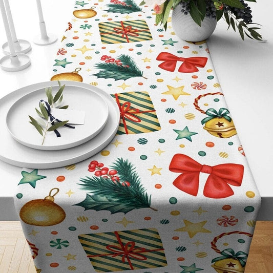 Onay 1 / 12 x 46 inch (30 x 120 cm) Xmas Gift Box Red Green and Blue Xmas Decor Table Runner